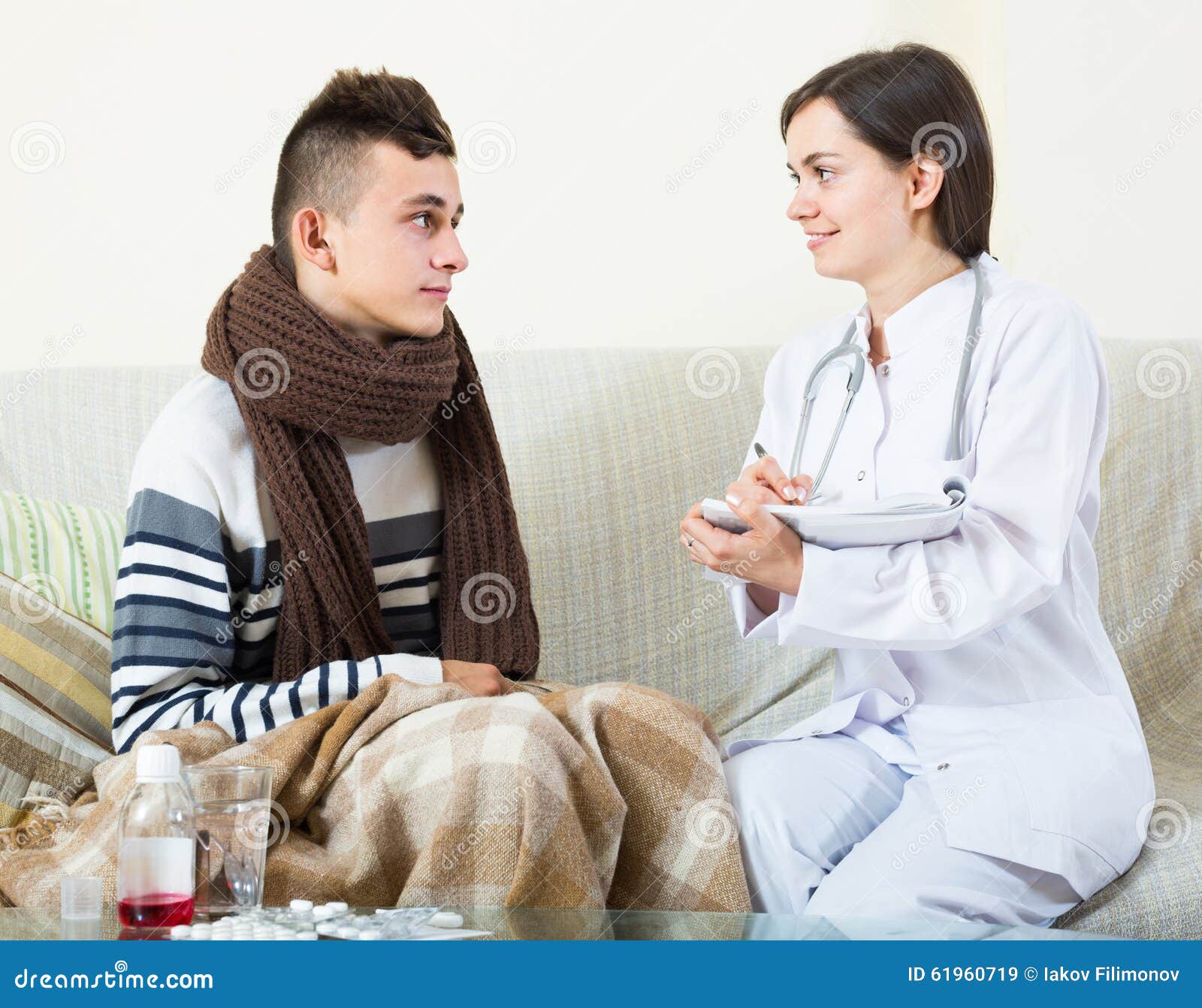 Doctor Examinating Teen Boy with Quinsy at Home Stock Image - Image of  questioning, physician: 61960719