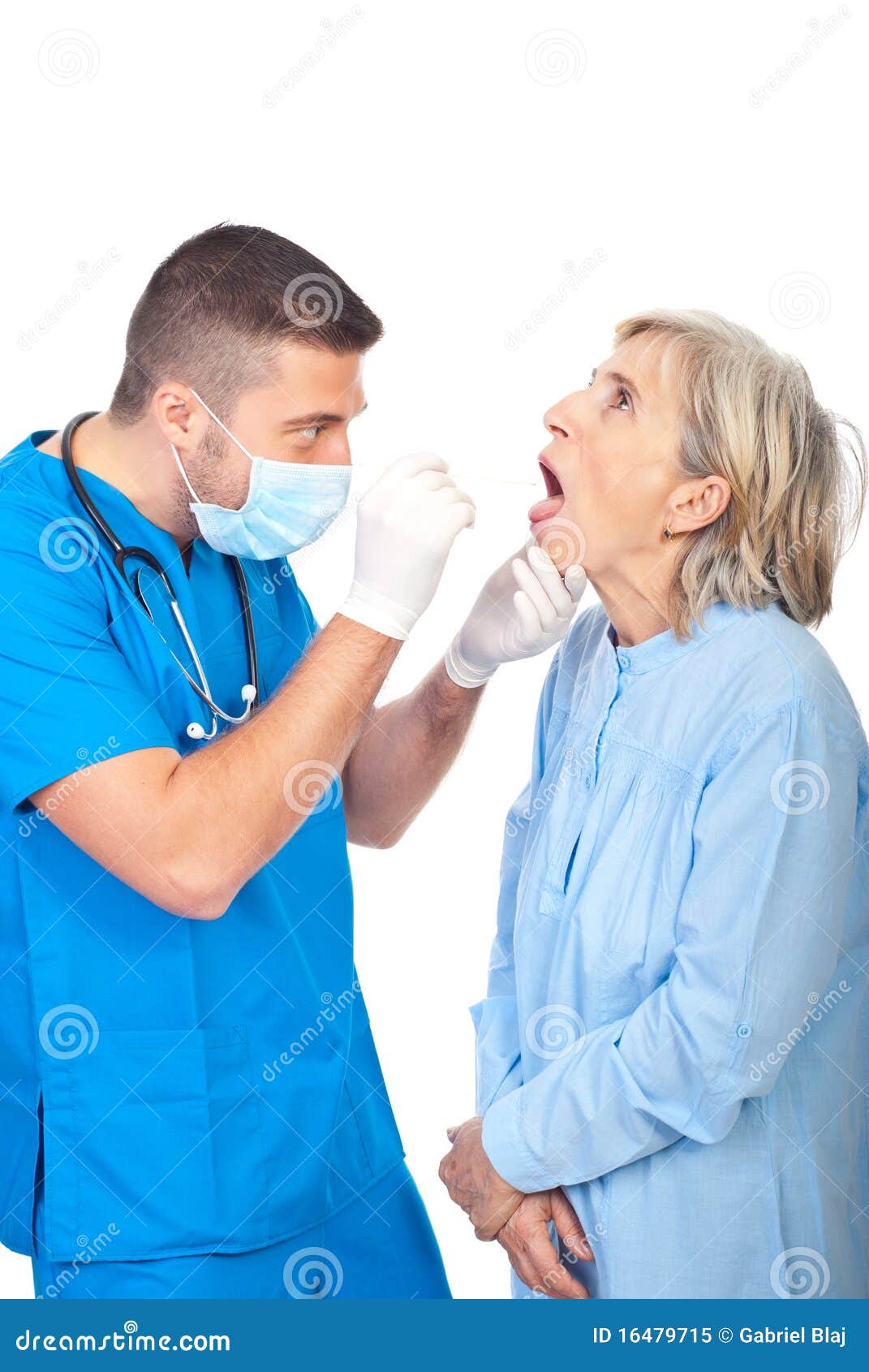 doctor examine senior throat