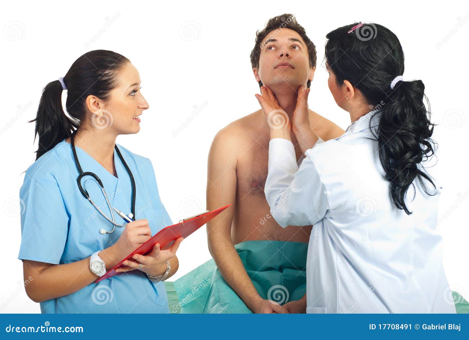 doctor examine thyroid male patient