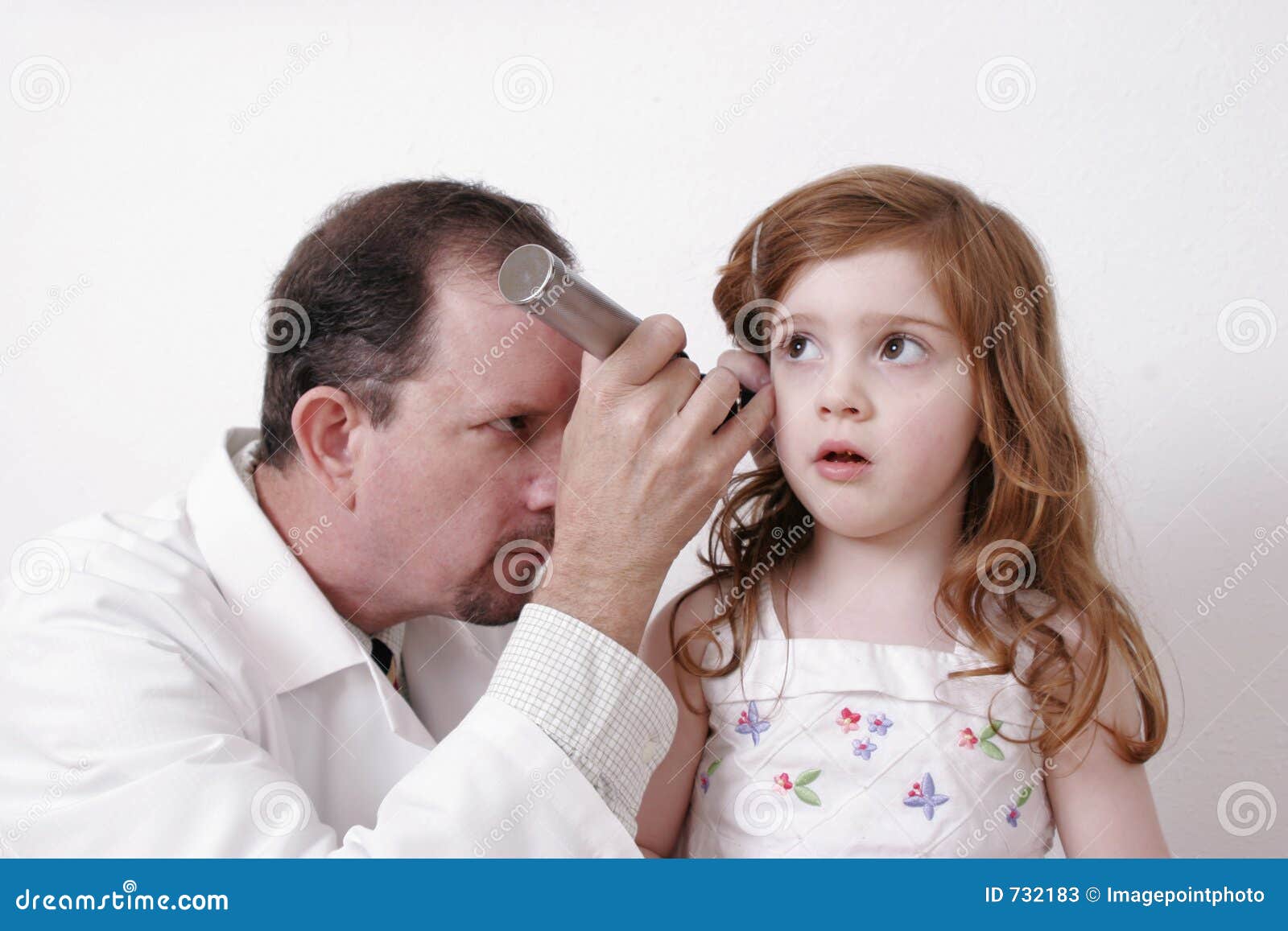 Doctor Examining a Child S Ear Stock Image Image of girls, exam 732183