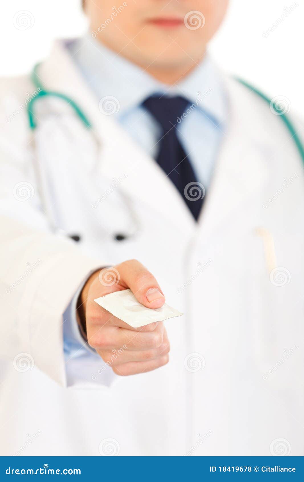 Doctor Giving Condom. Closeup. Stock Photo Image of clinical