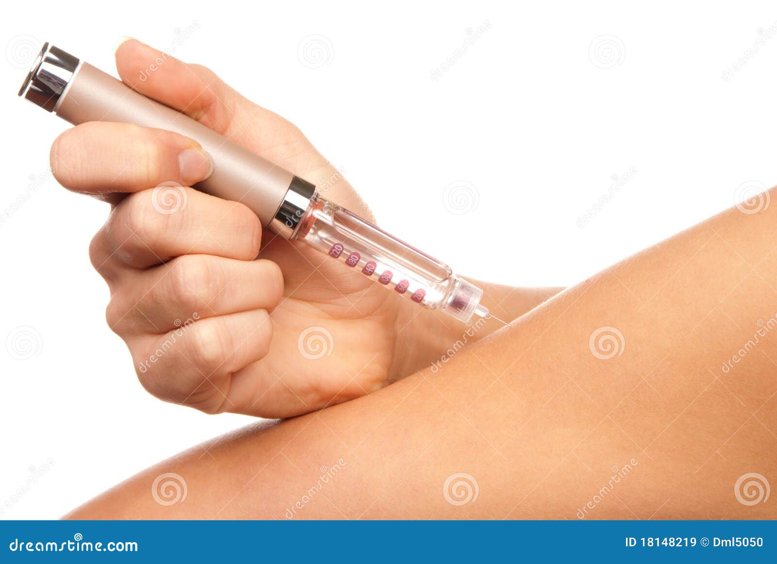 doctor hand injecting medical insulin syringe pen
