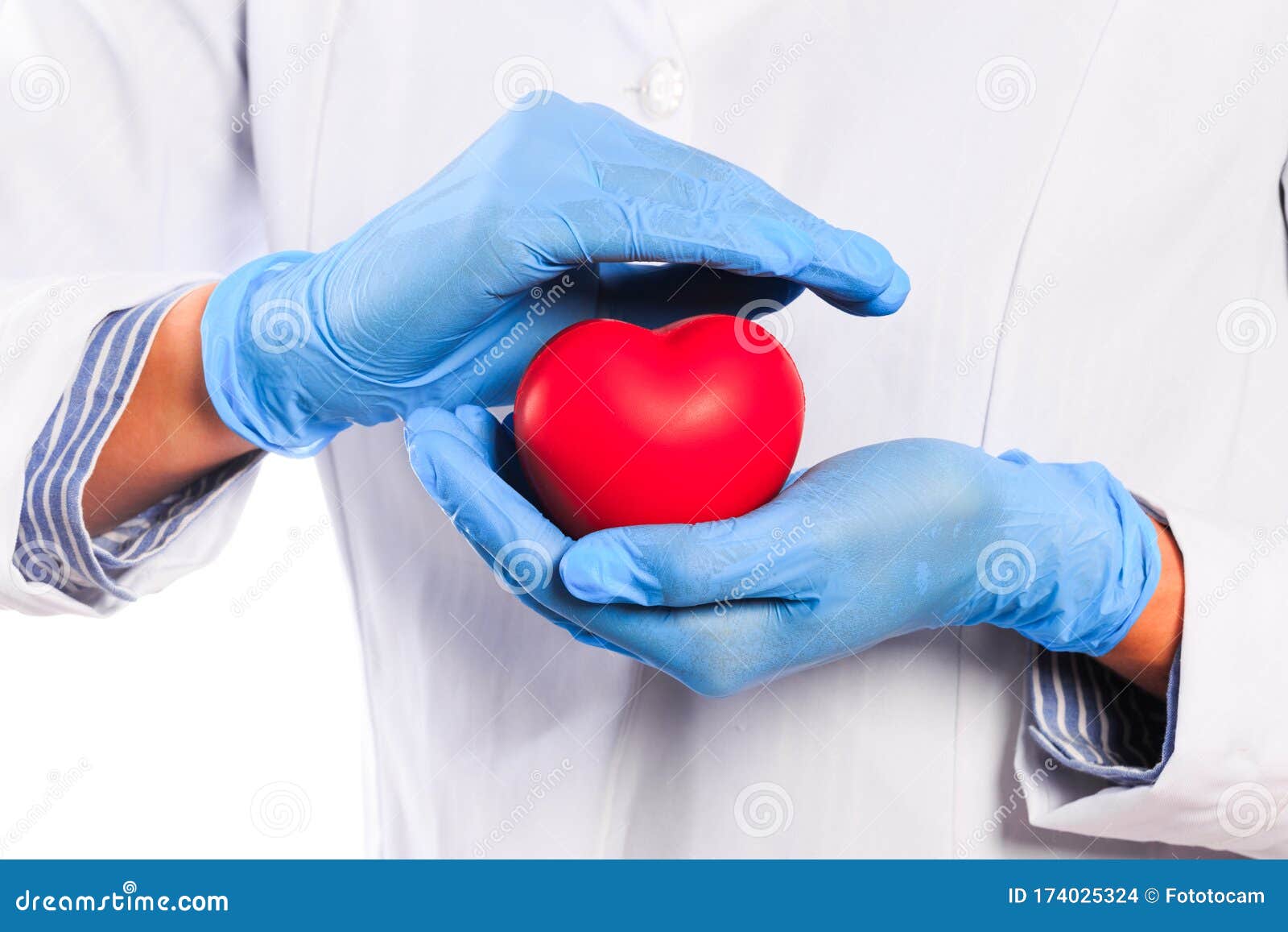 Doctor Hand In Sterile Gloves Holding Heart Isolated On White ...