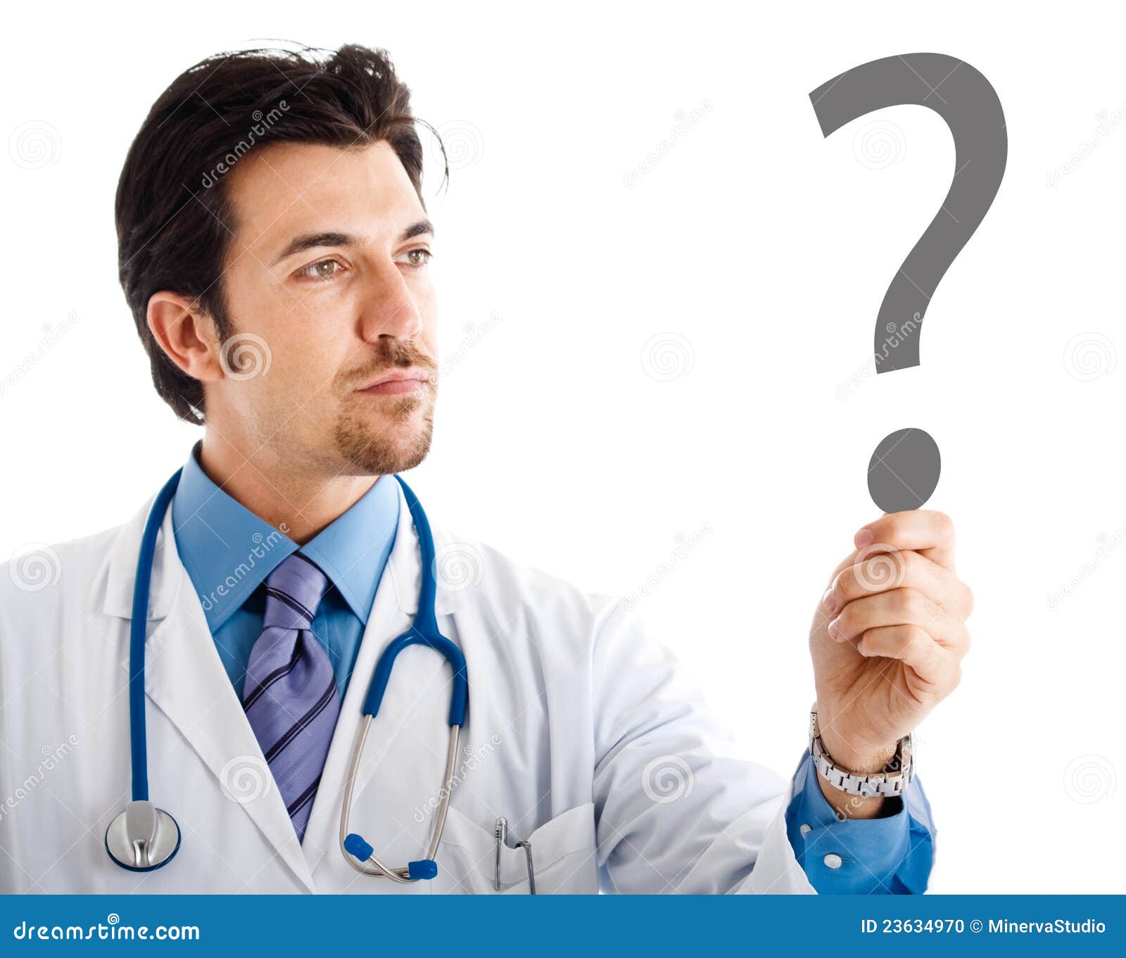 Doctor having doubts stock photo. Image of medical, white - 23634970