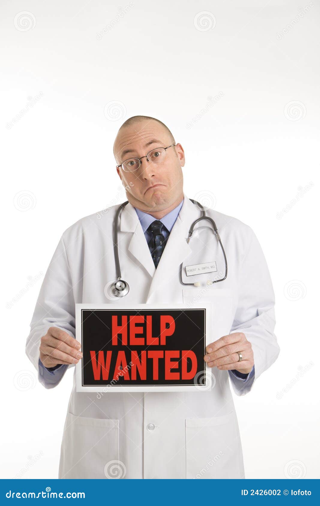 Doctor help wanted sign. stock photo. Image of copy, employment 2426002