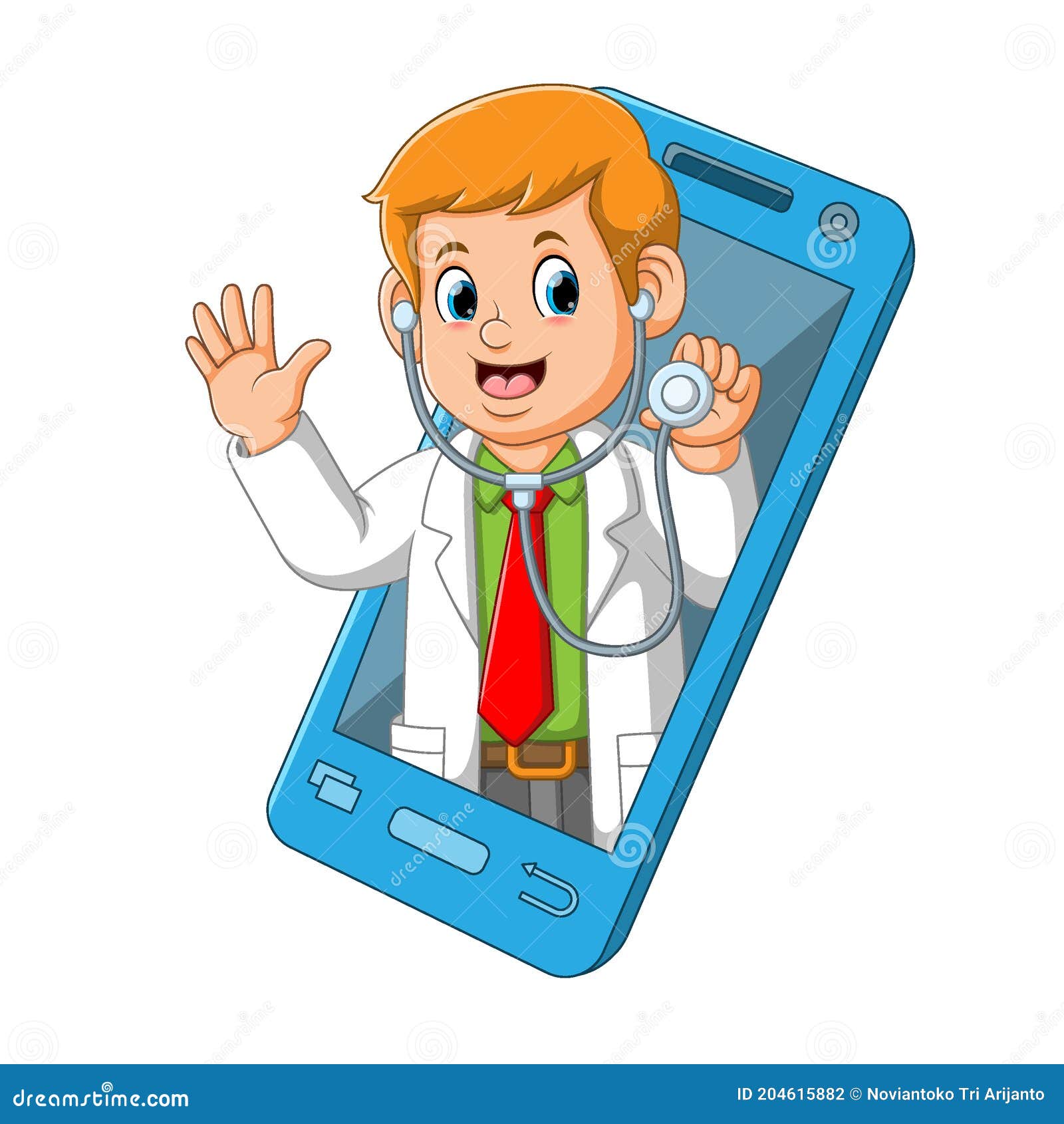 The Doctor with His Stethoscope Came Out from the Mobile Smartphone Stock  Vector - Illustration of cellphone, male: 204615882