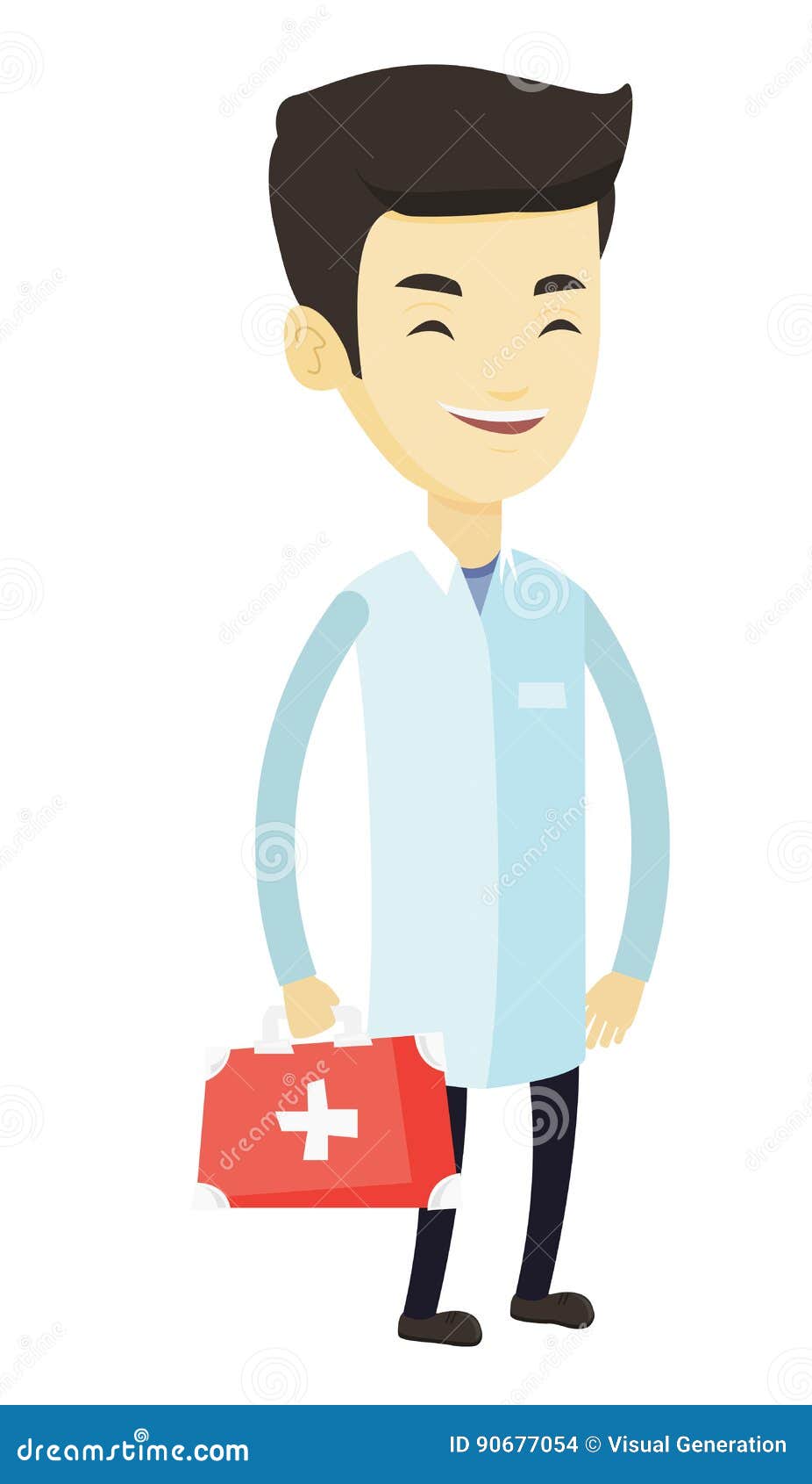 Doctor Holding First Aid Box Vector Illustration. Stock Vector ...