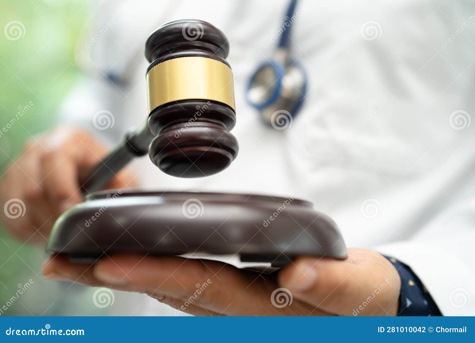 Doctor Holding Judge Gavel, Forensic Medicine, Medical Law and