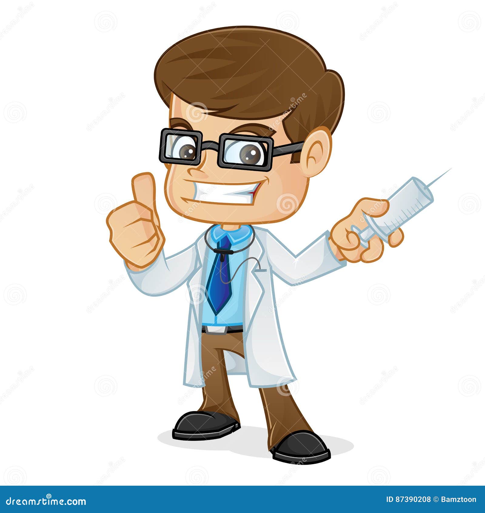 Doctor Holding Medical Injection and Giving Thumb Up Stock Vector -  Illustration of injection, surgeon: 87390208