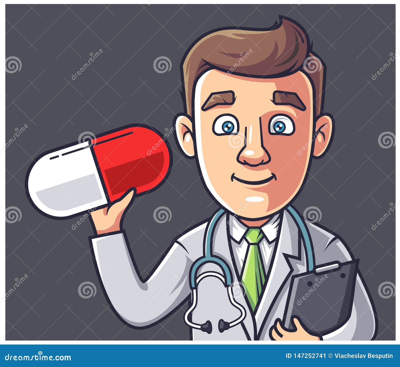 Doctor is holding a pill stock vector. Illustration of nurse - 147252741