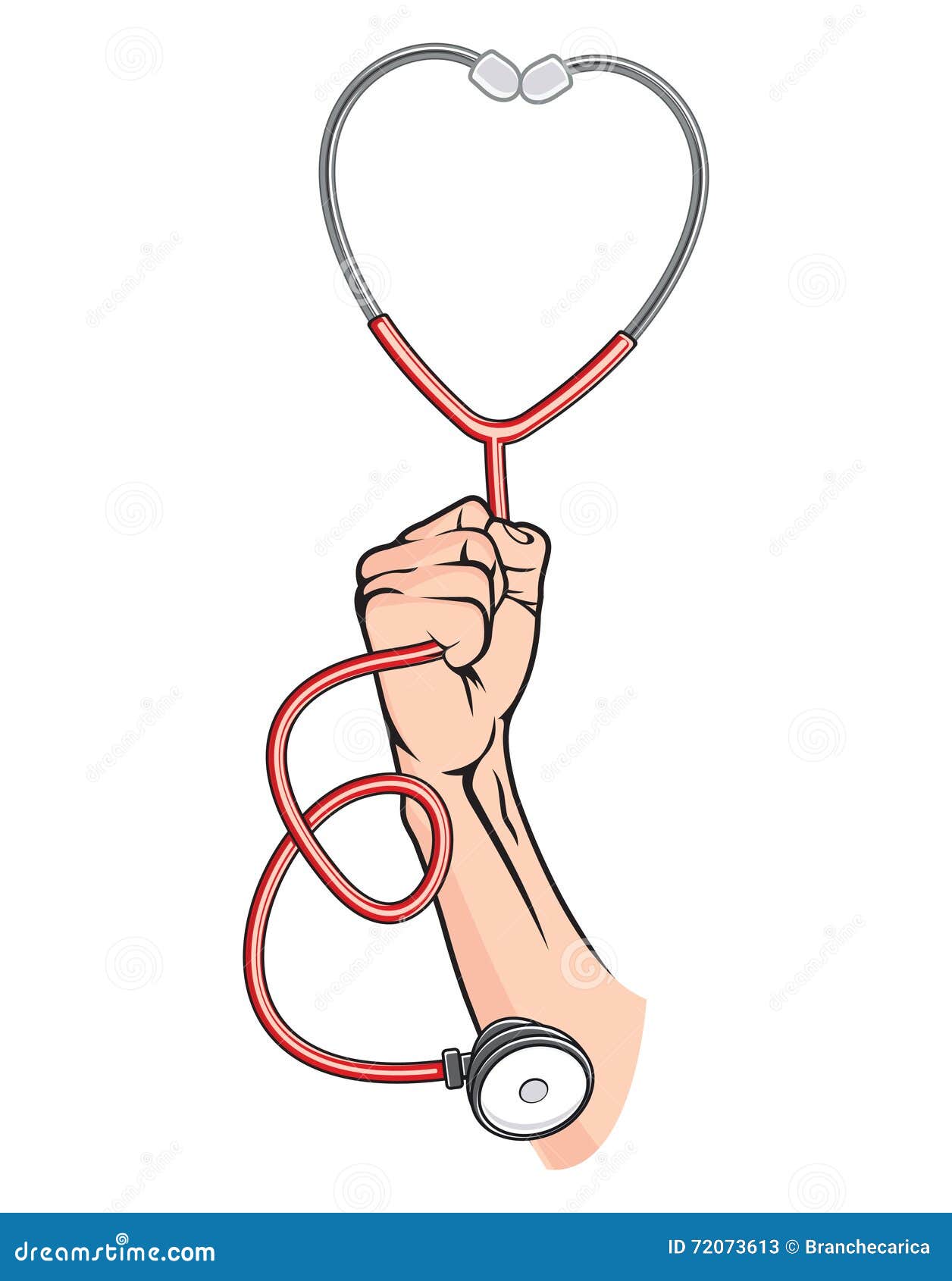 Doctor holding stethoscope stock illustration. Illustration of white