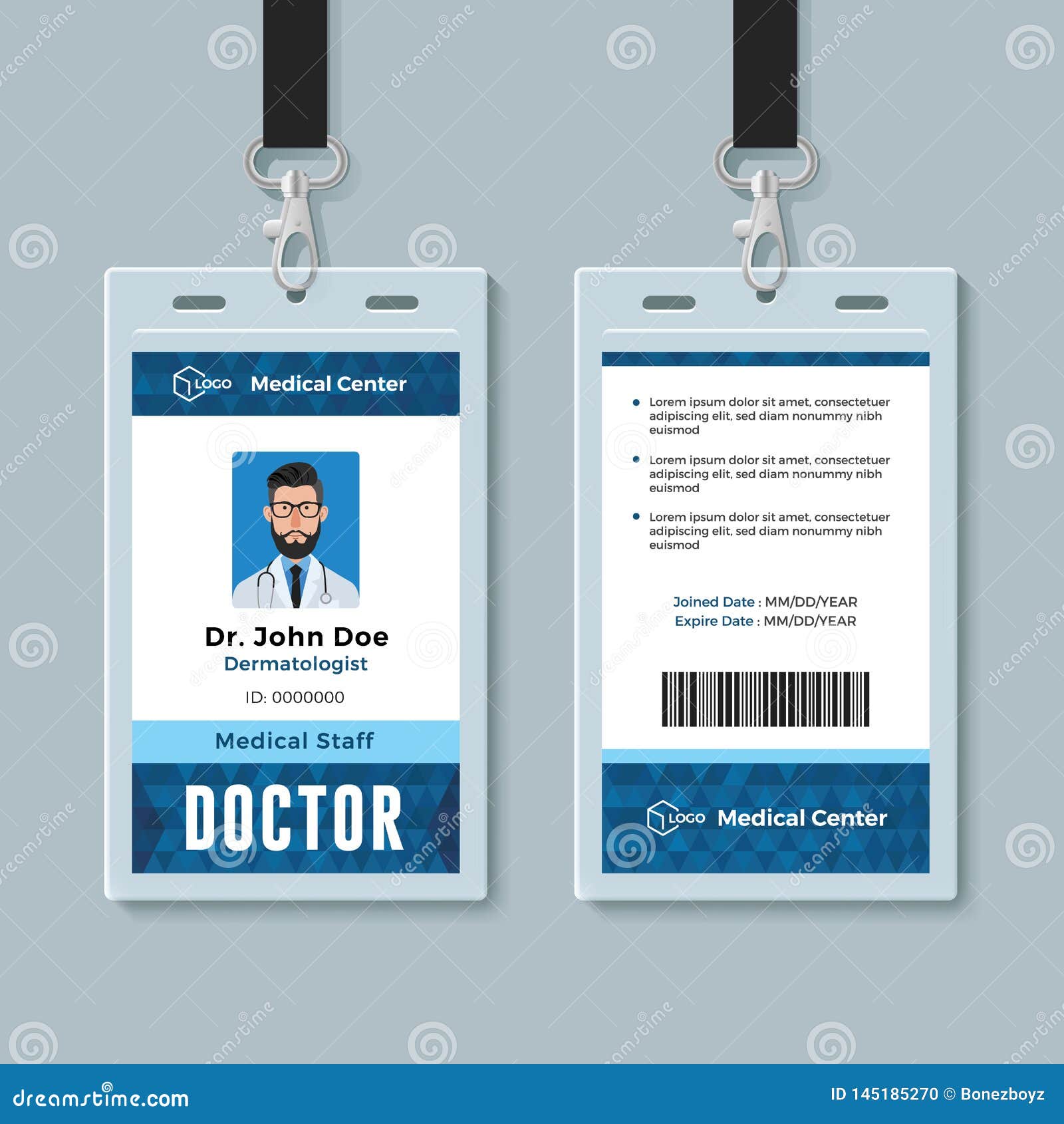 Doctor ID Card. Medical Identity Badge Design Template Stock Intended For Hospital Id Card Template