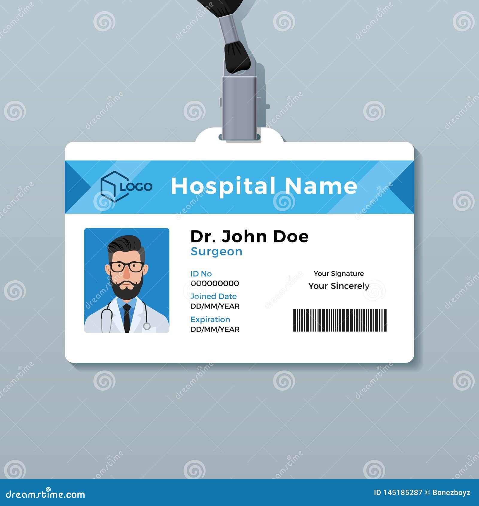 Doctor ID Card Template. Medical Identity Badge Stock Vector Within Hospital Id Card Template