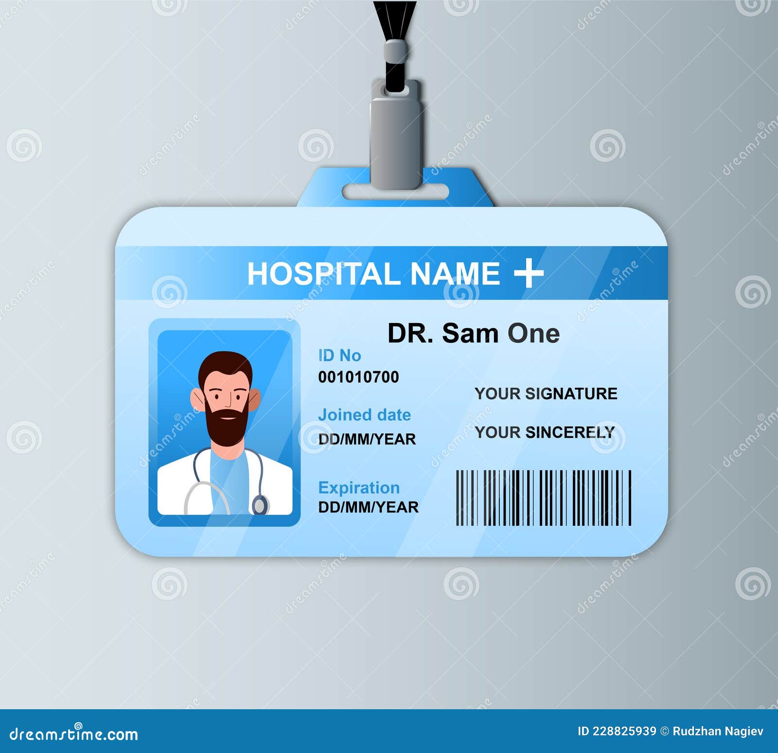 Doctor ID Card Template. Medical Identity Badge Stock Vector Within Hospital Id Card Template