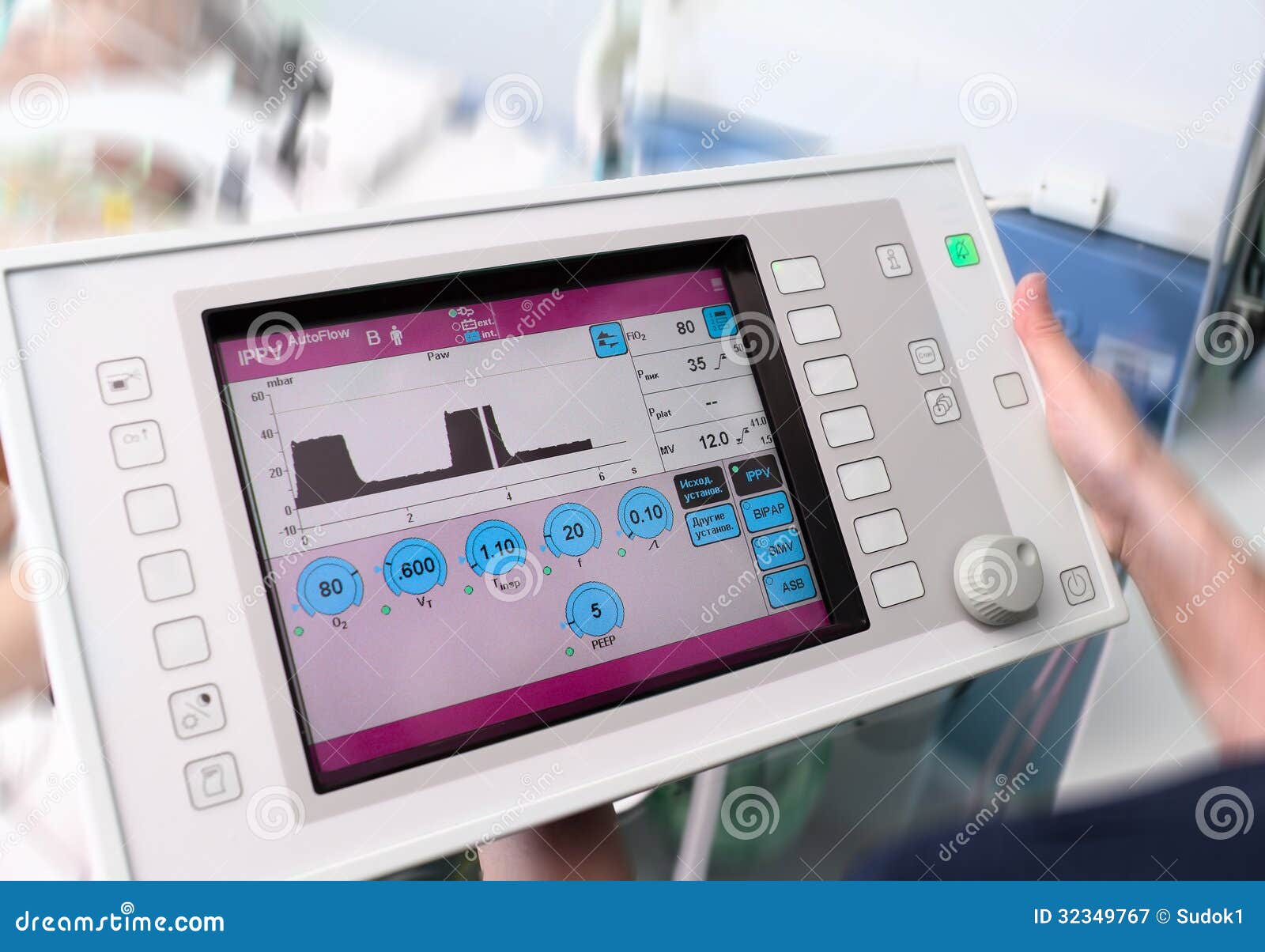 doctor keeps touchscreen of the medical device