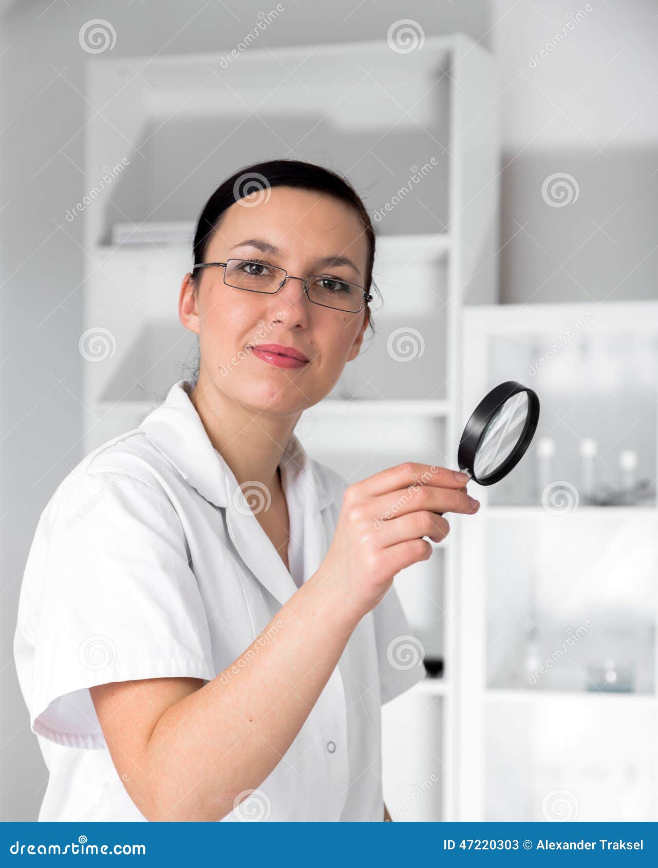 Doctor Looking through Magnifying Glass Stock Image Image of