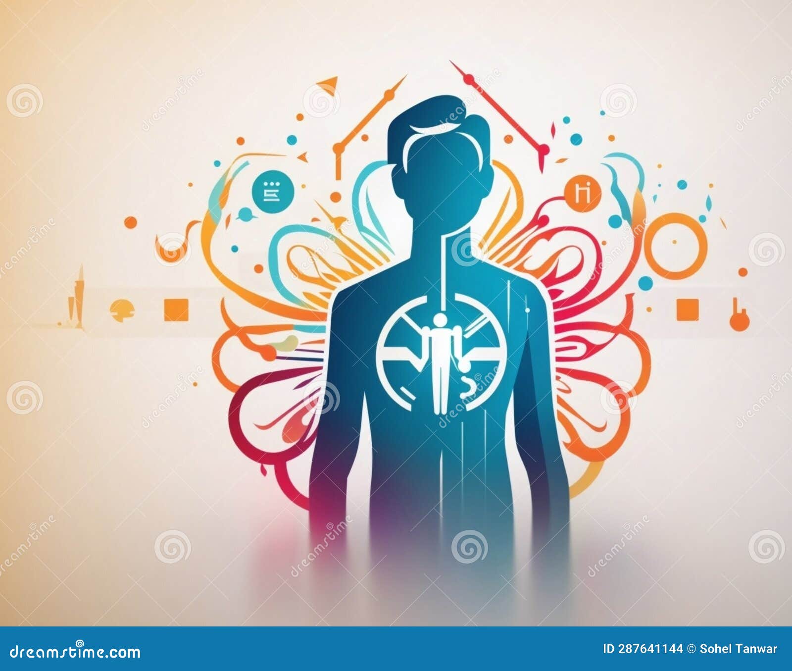 a doctor with many lines behind him, , health day concept