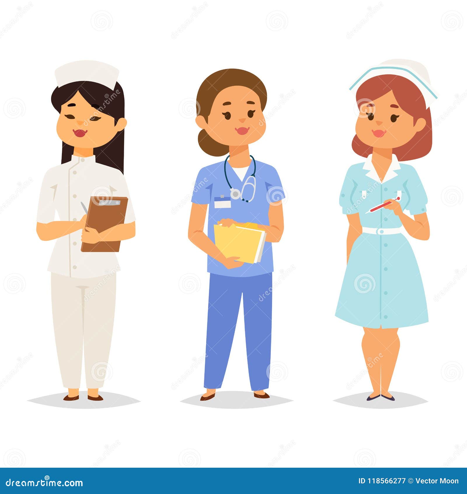 doctor nurse character  medical woman staff flat  hospital team people doctorate .
