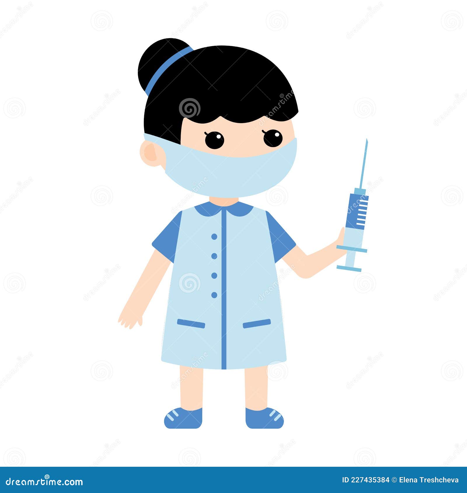 Doctor Nurse in Mask with Syringe in Uniform Ready for Flu Covid19  Vaccination Injection Shot Isolated  Stock Vector - Illustration  of character, hospital: 227435384