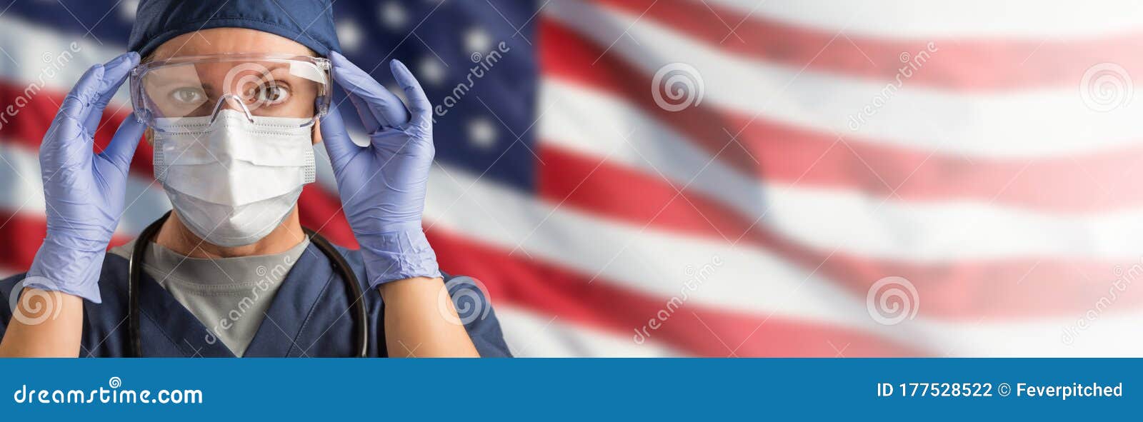 Nurses Doctors Stylized American Flag Healthcare Providers Digital Background