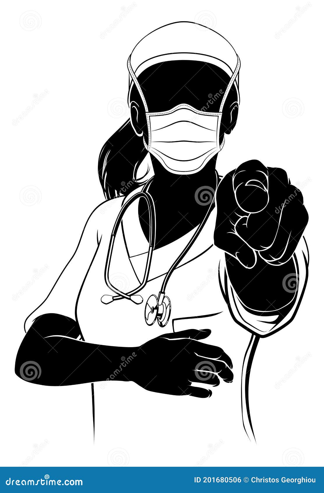 doctor nurse woman scrubs mask ppe silhouette