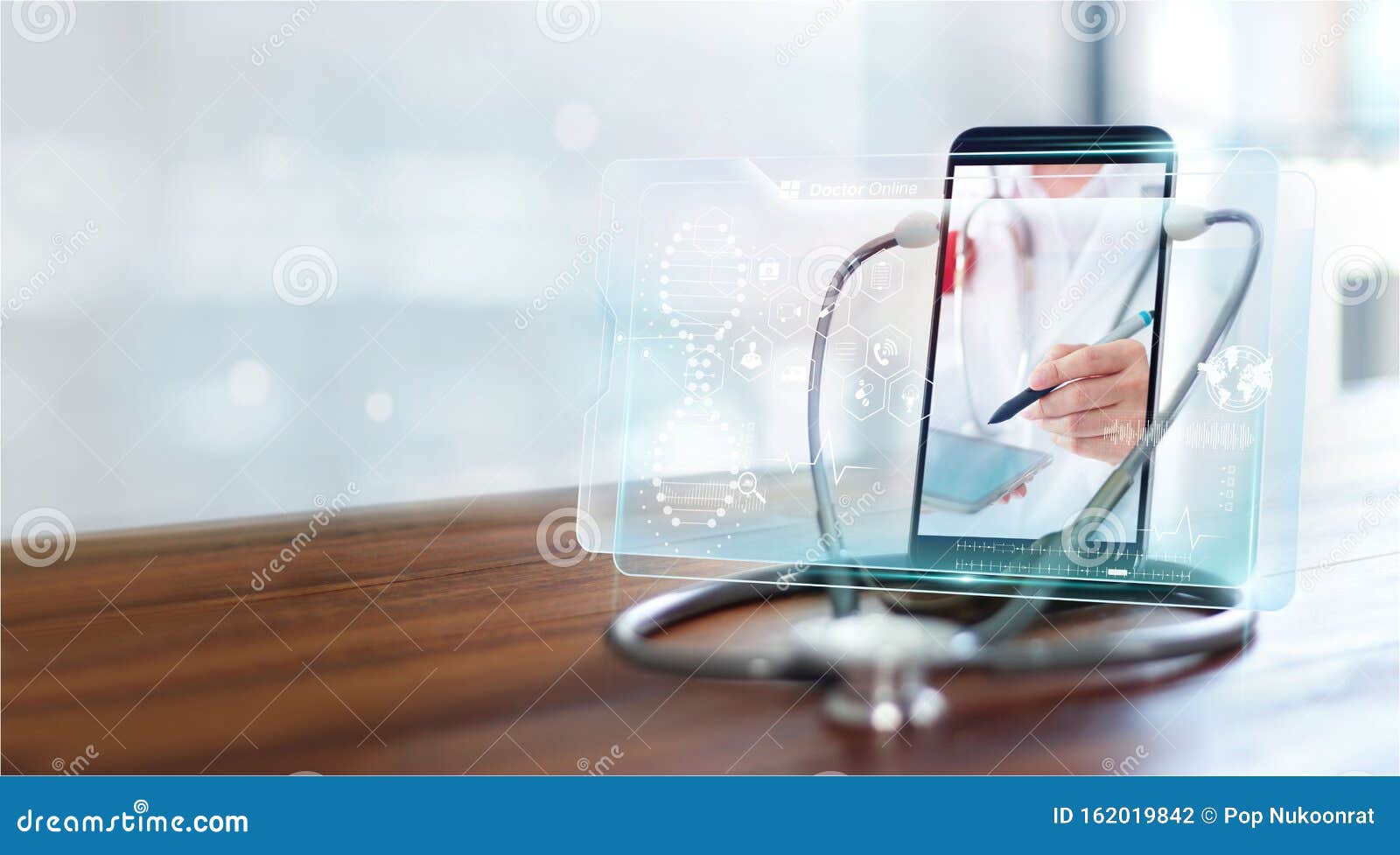 doctor online, online medical communication with patient on virtual interface, online and medical consultation, virtual hospital,