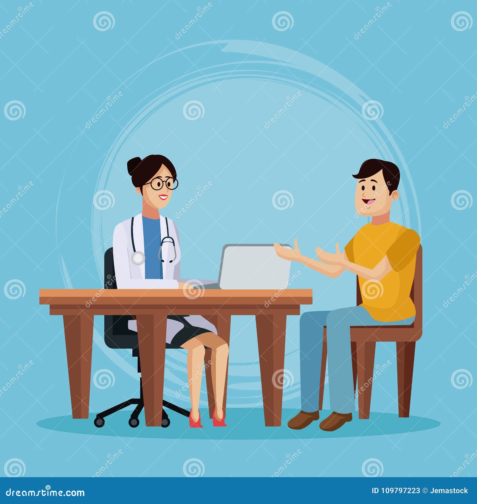 Doctor with Patient Cartoon Stock Vector - Illustration of exam,  examination: 109797223