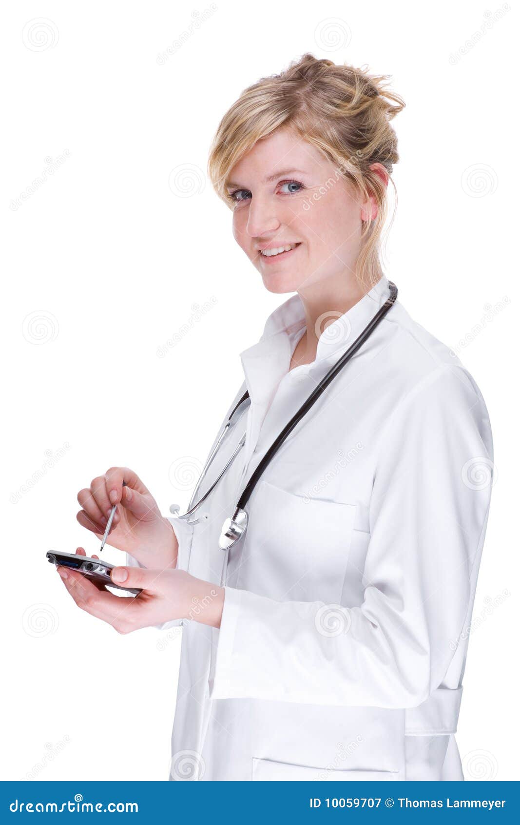 Doctor with pda stock image. Image of friendly, bacterium 10059707