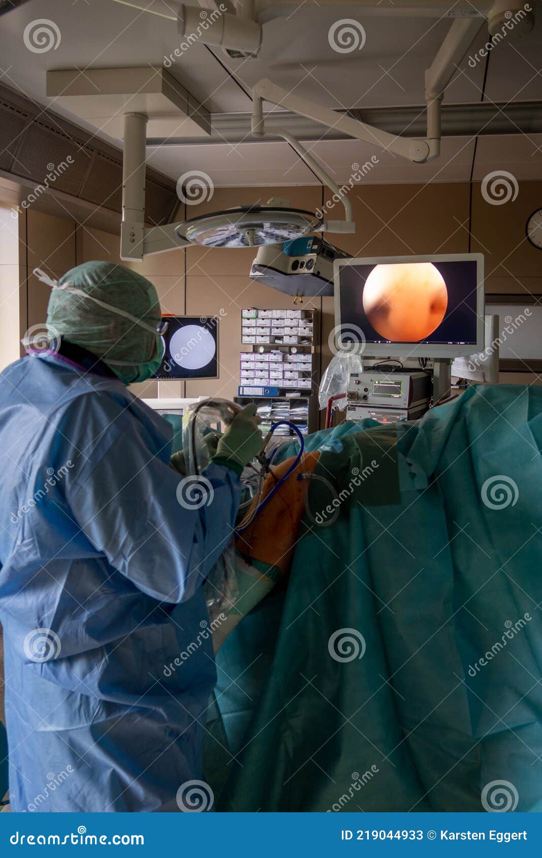 A Doctor Performs a Surgical Knee Endoscopy in an Operating Room Stock Image Image of medicals