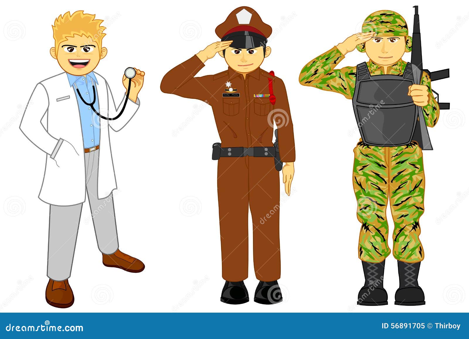 Doctor, Policía Y Carrera Militar Ilustración del Vector - Ilustración de  oficial, gente: 56891705