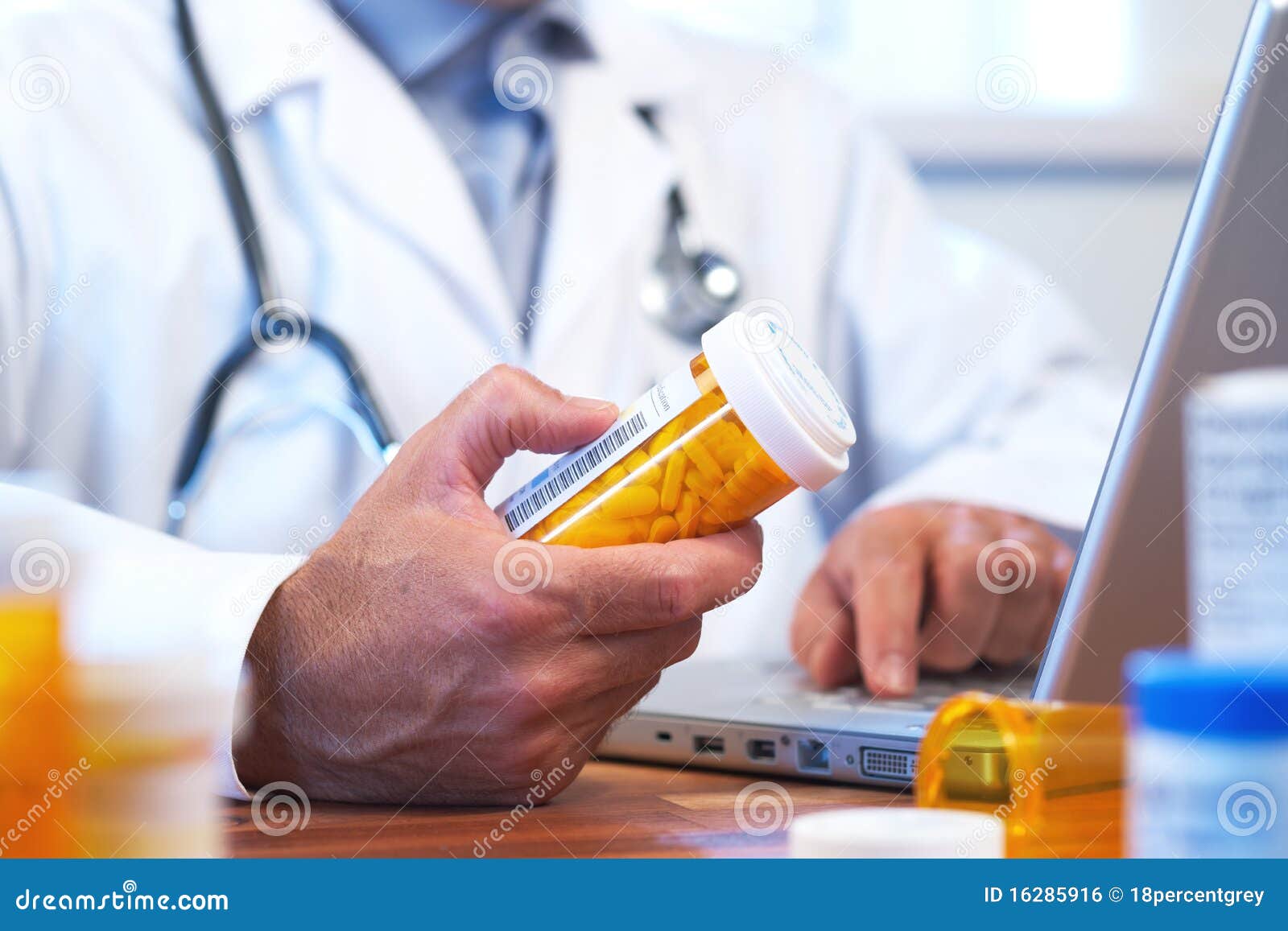 doctor preparing online internet prescription