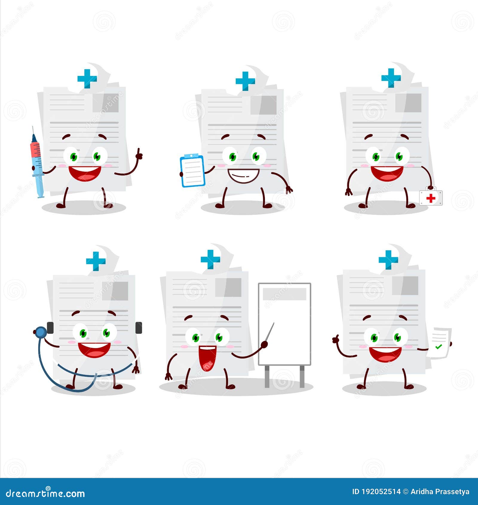Doctor Profession Emoticon with Essay Paper Cartoon Character Stock Vector  - Illustration of board, assistant: 192052514