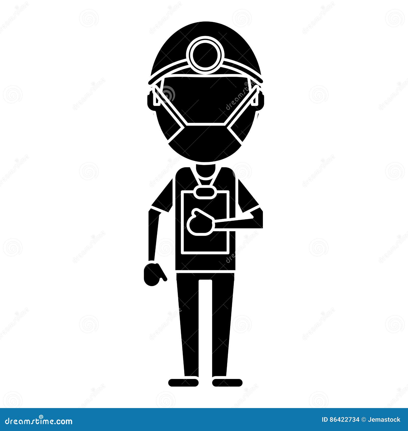 doctor professional surgery mask hat clipboard pictogram