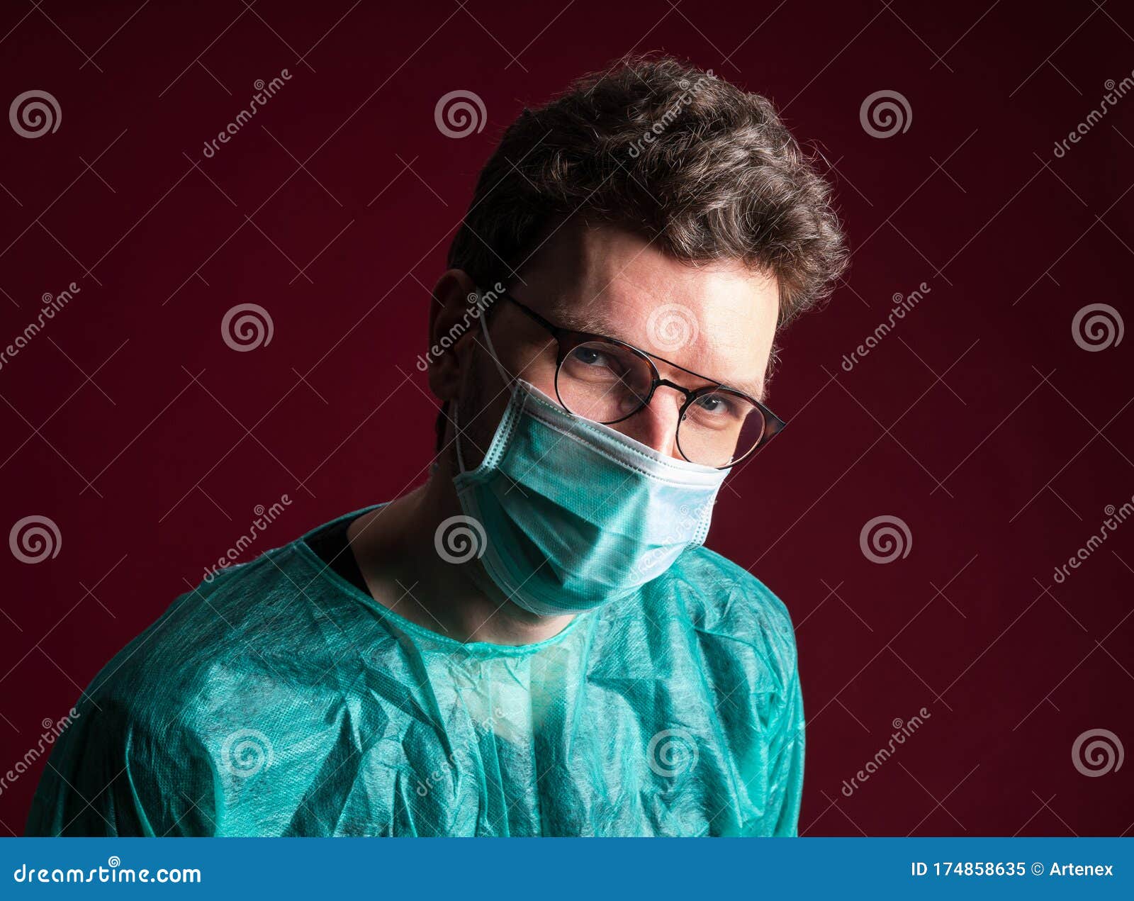 Doctor in Protective Medical Mask. Nurse in Glasses Prepare for Surgery ...