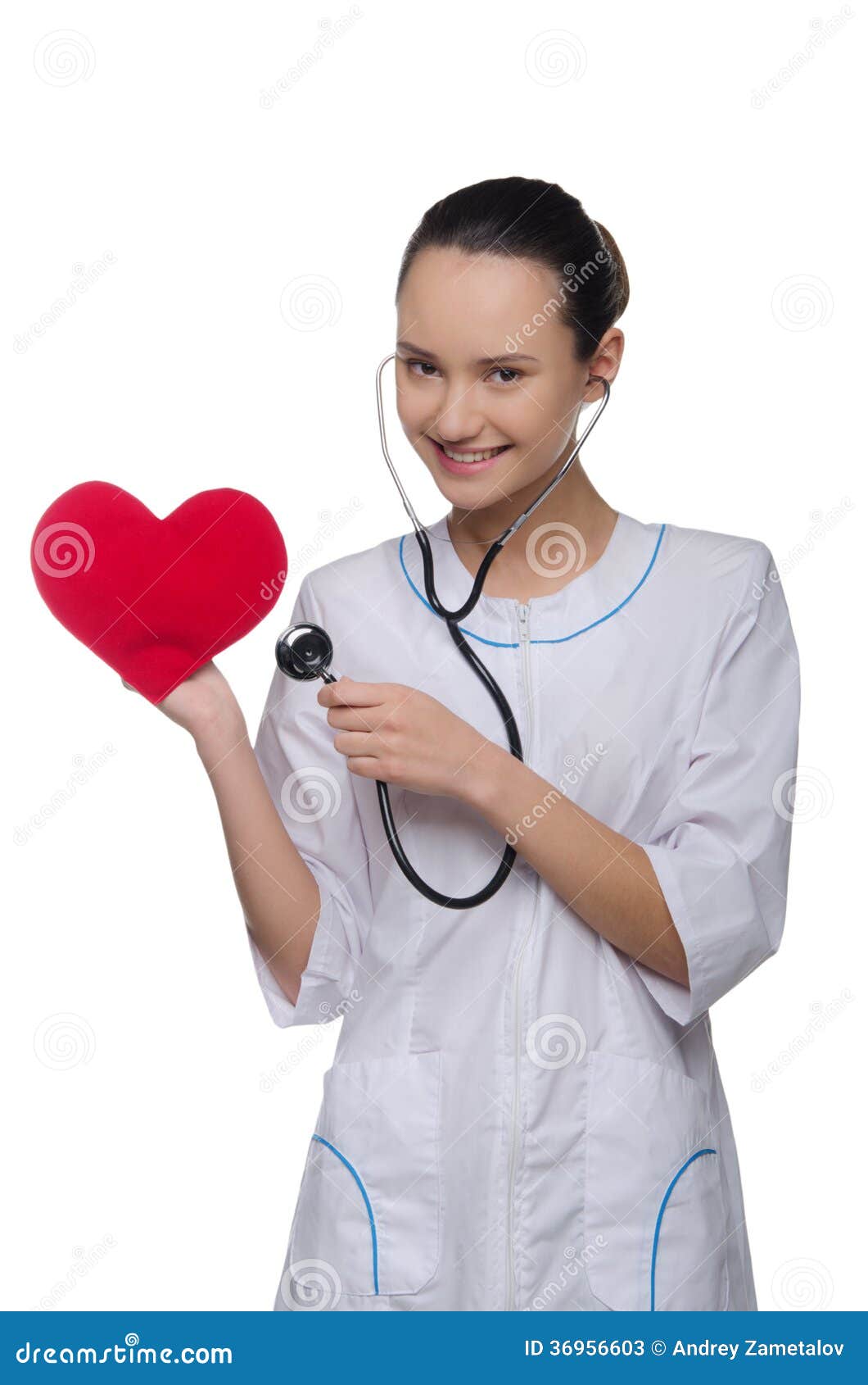 Doctor Puts a Stethoscope To the Heart Stock Image Image of joke