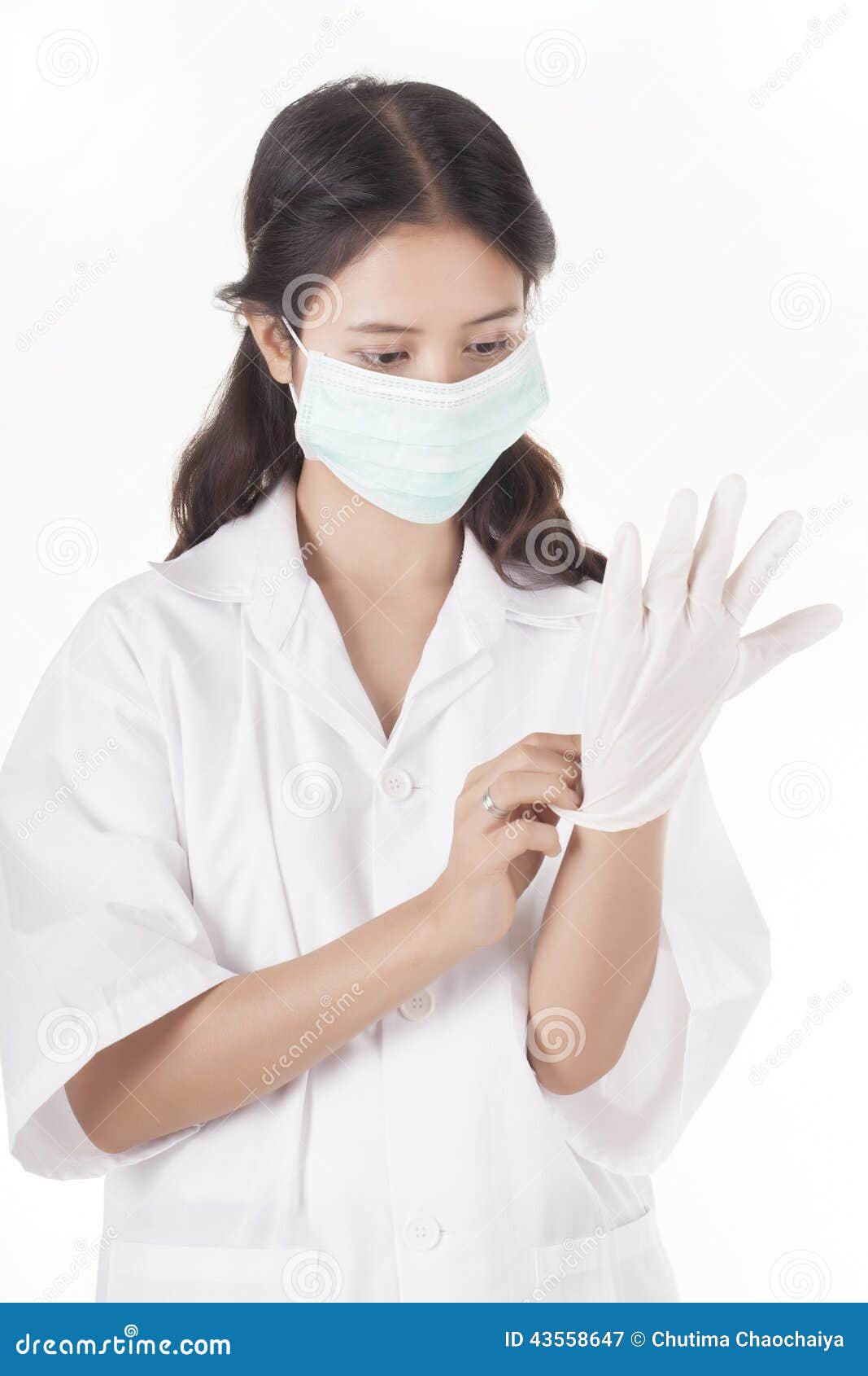 Doctor Putting On Medical Glove For Making Operation Stock Image
