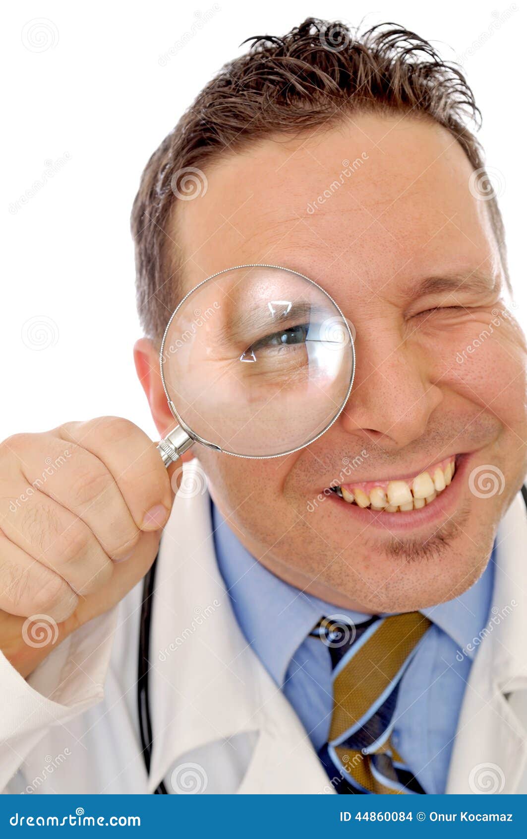 Doctor S Eye in the Magnifying Glass Stock Photo Image of person