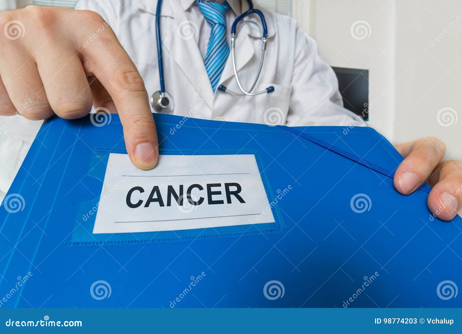 doctor is showing folder with cancer diagnosis