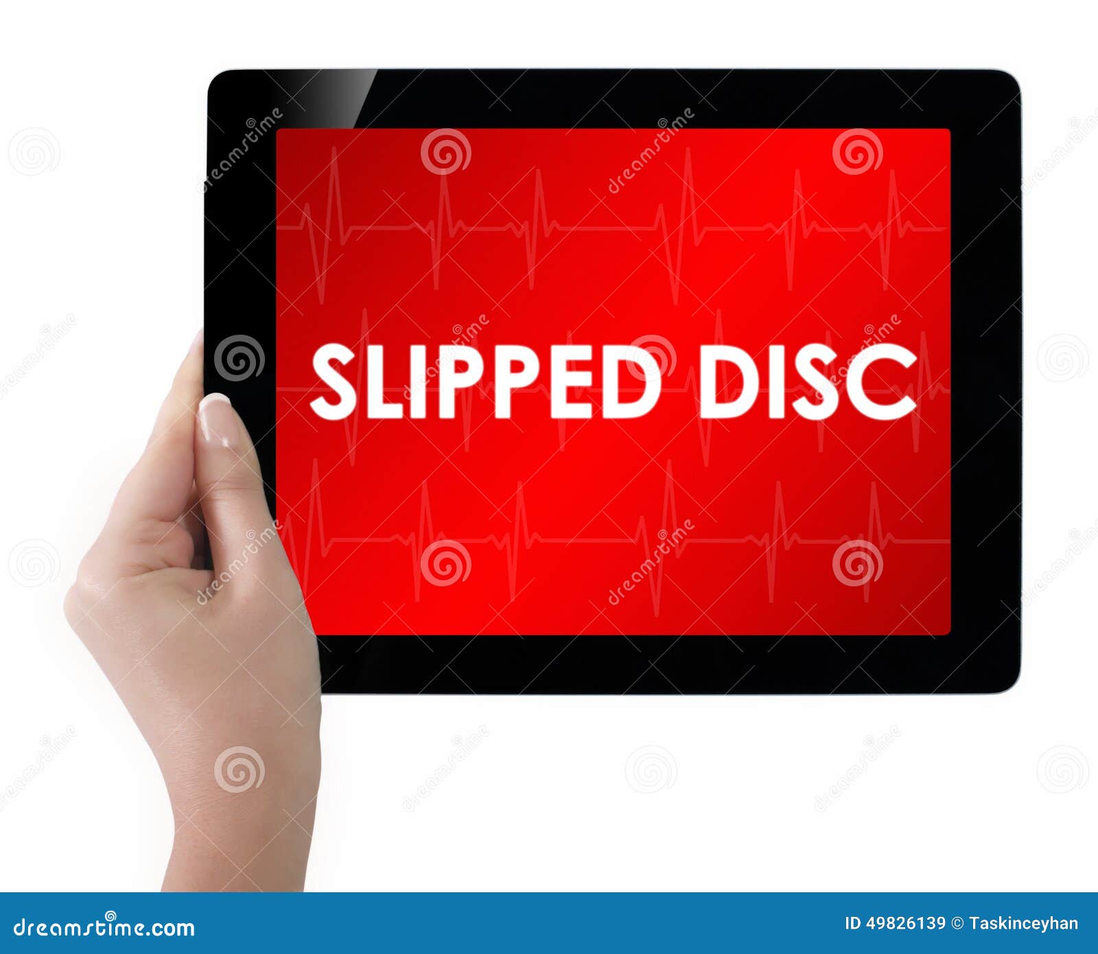 Doctor Showing Tablet with SLIPPED DISC Text. Stock Image Image of
