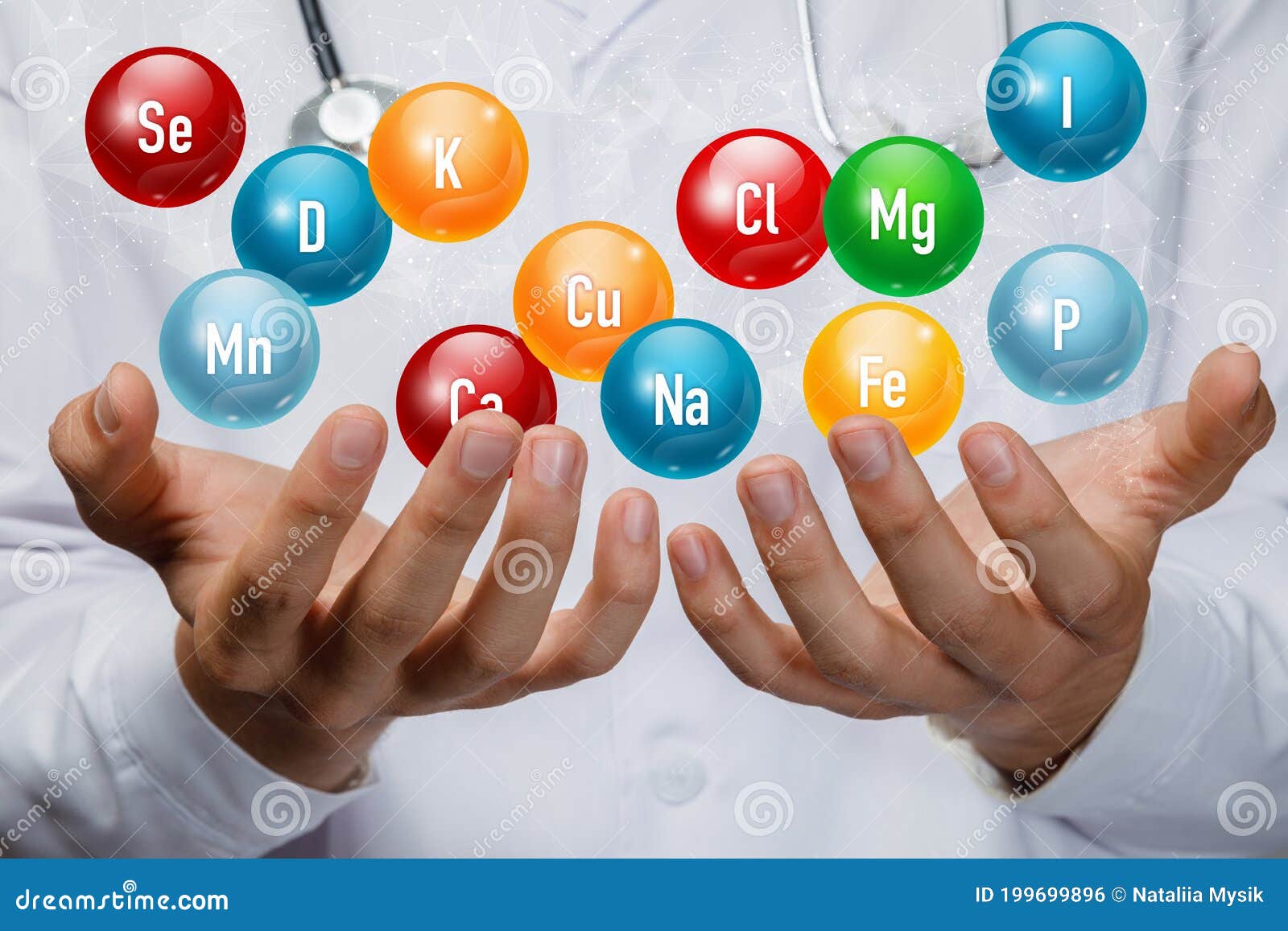 doctor shows vitamins in hands