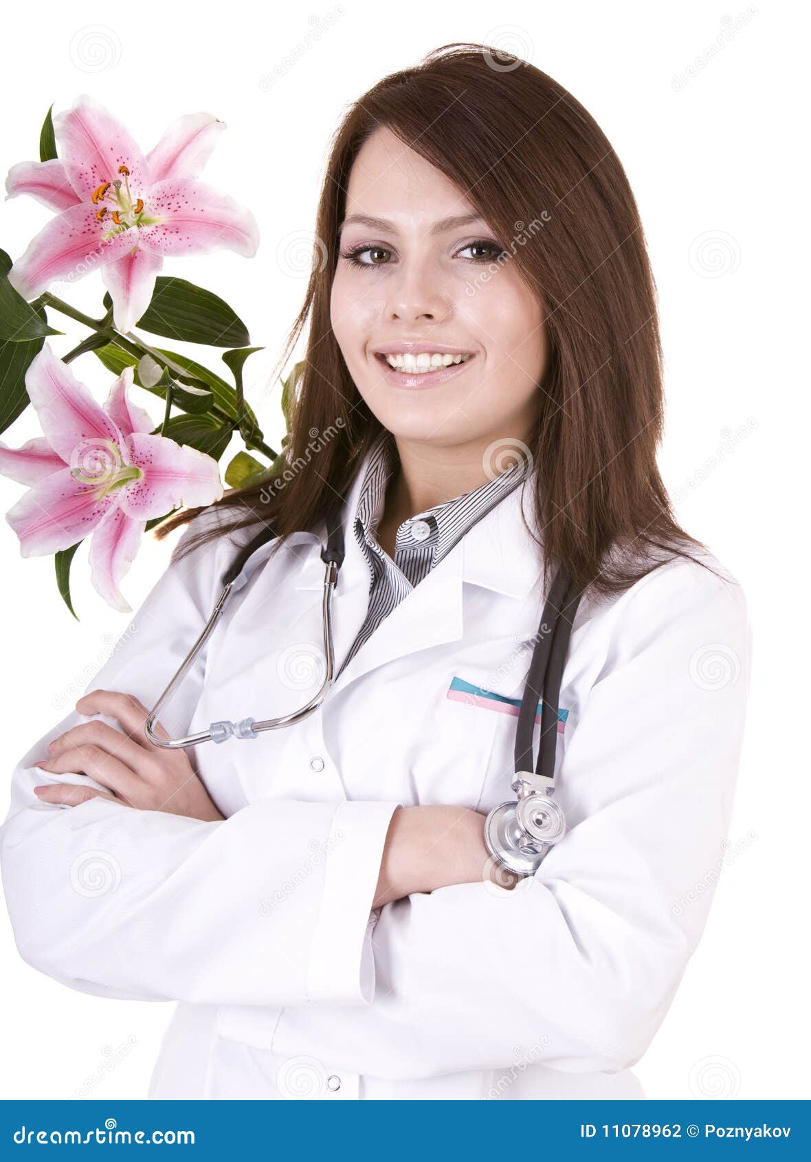 Doctor With Stethoscope And Flower. Stock Photography Image 11078962