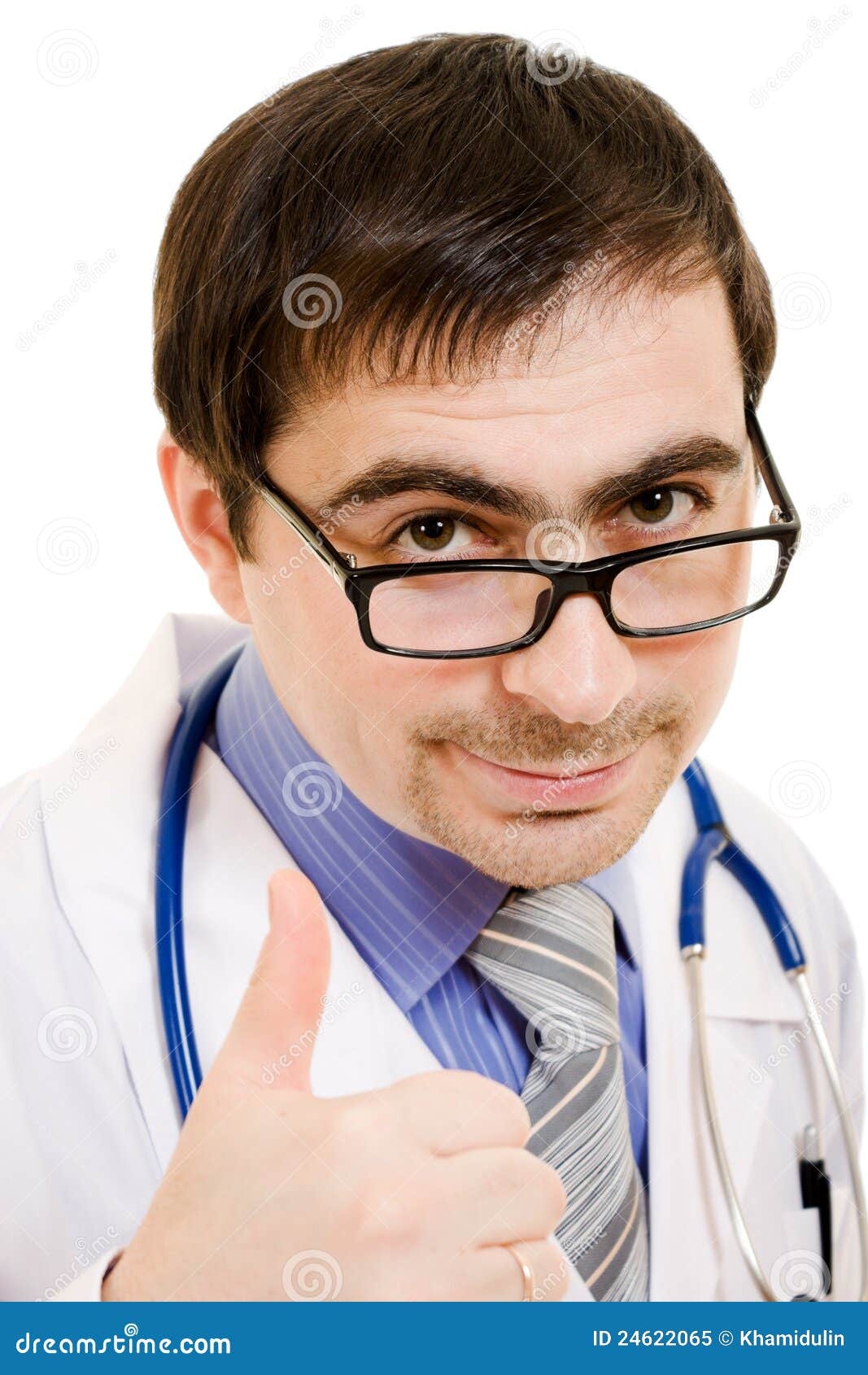 A Doctor with a Stethoscope and Glasses Stock Image Image of