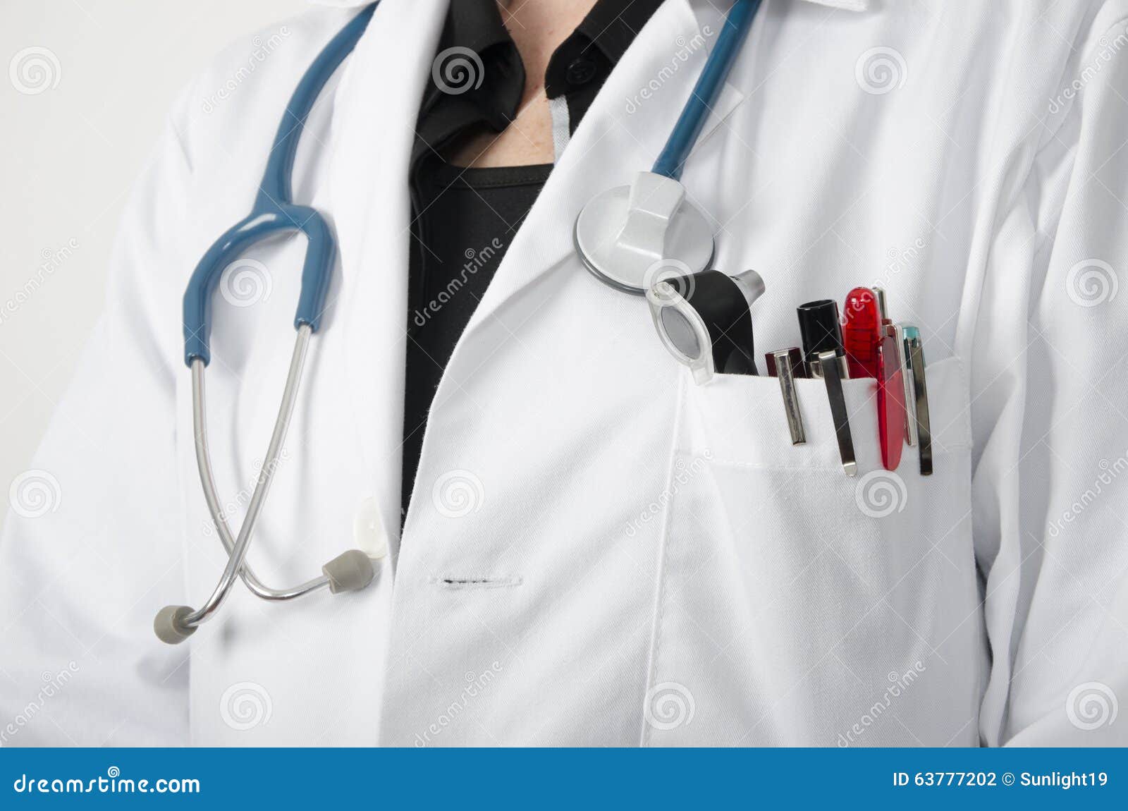 Doctor with a Stethoscope at Neck, Not Face Visible Stock Photo Image