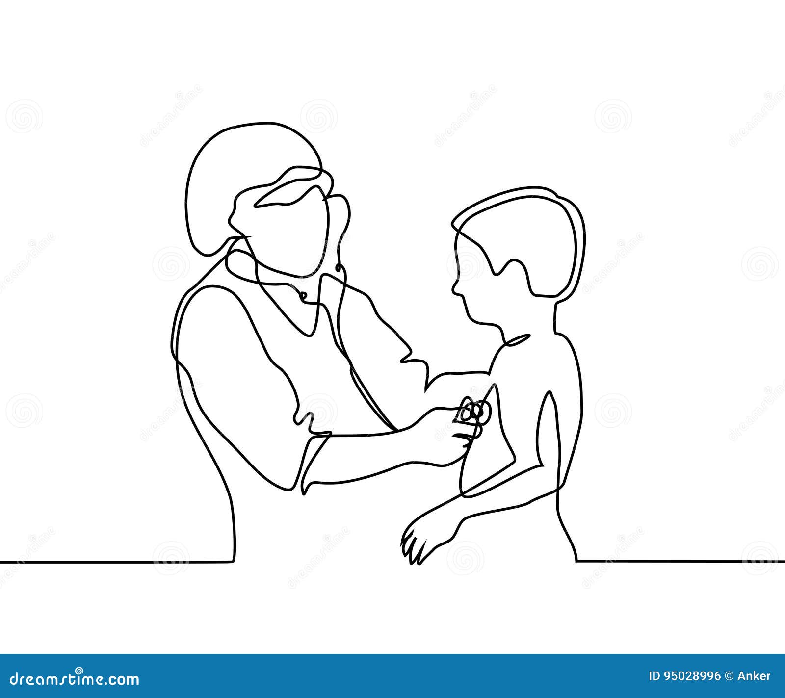 Continuous Vector Line Drawing Doctor Nurse Professional Doctor Nurse  Standing Stock Vector by ©ngupakarti 389186078
