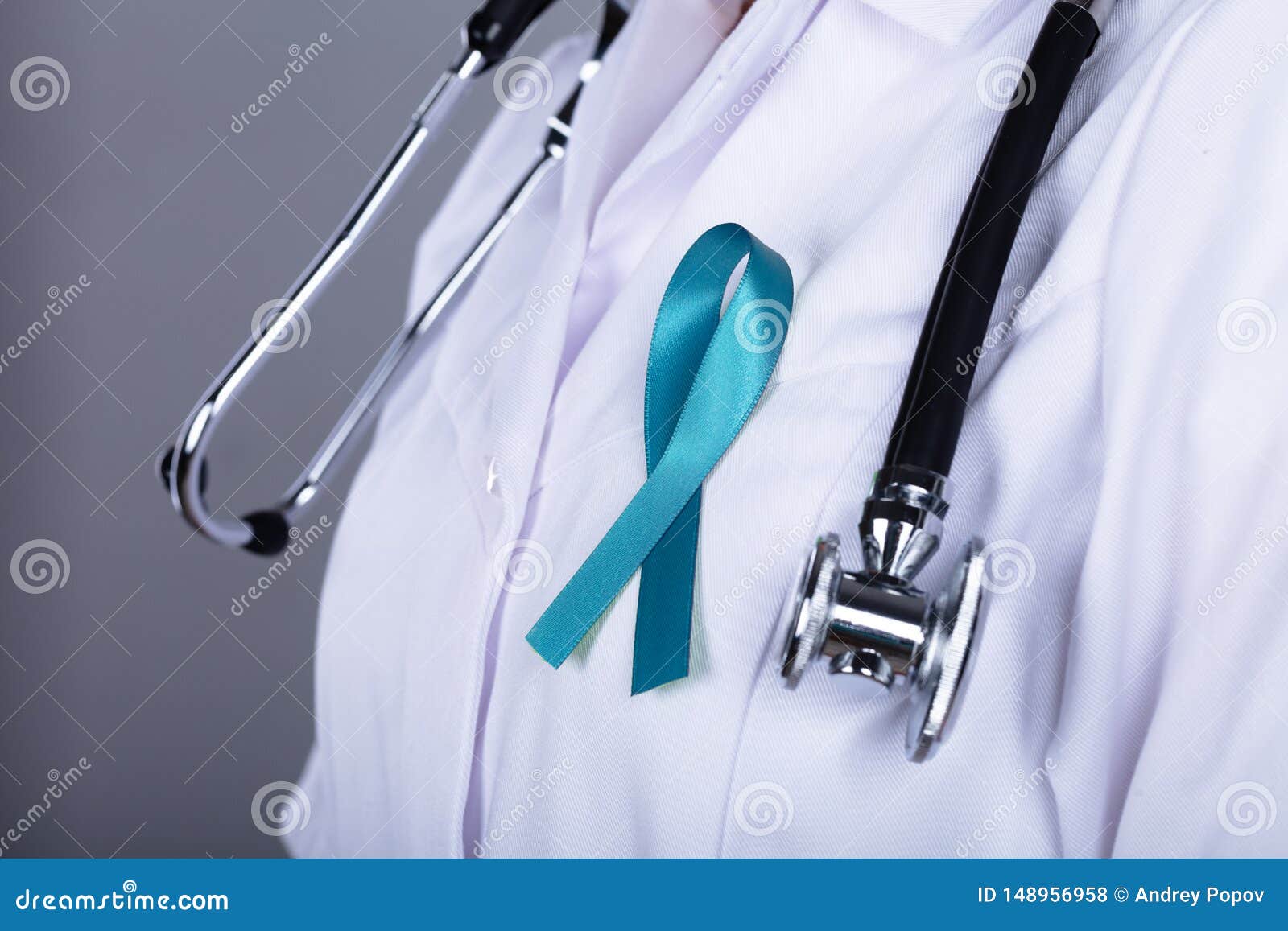doctor supporting ovarian cancer awareness