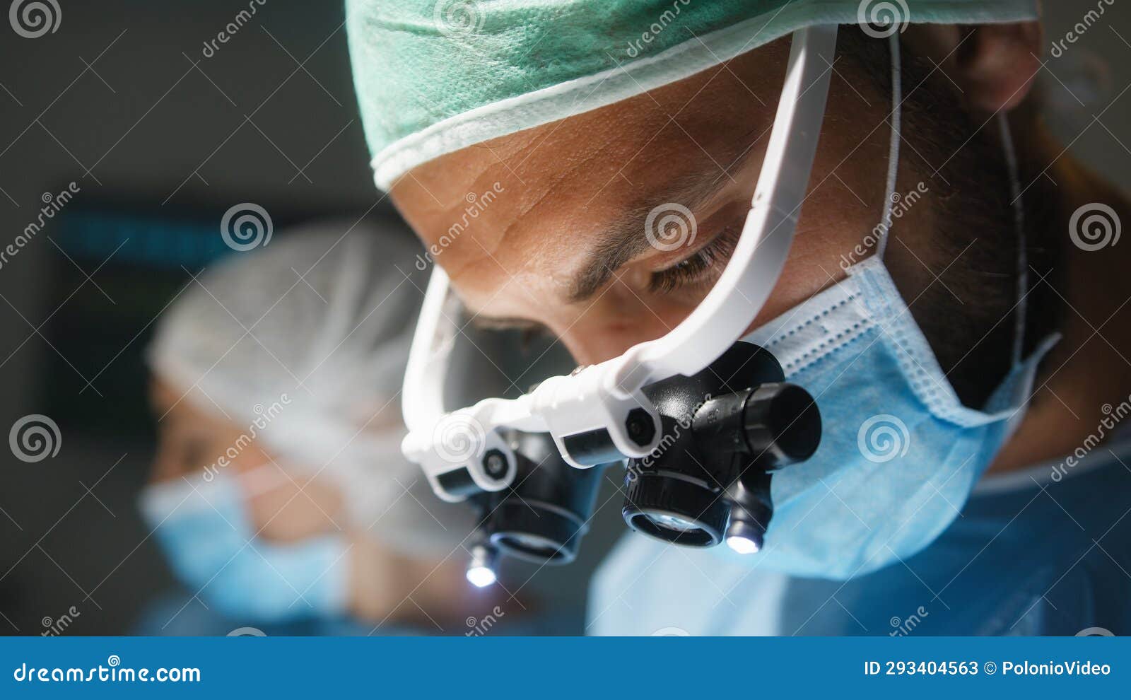 Doctor with Surgical Headlamp into Operating Room Stock Image Image