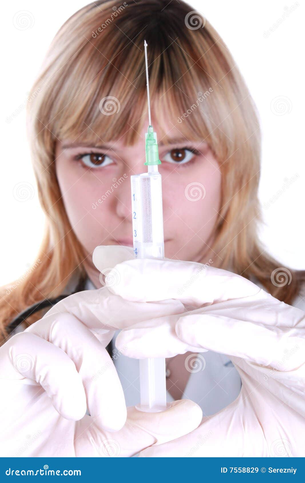 Doctor with syringe stock image. Image of healthcare, illness 7558829