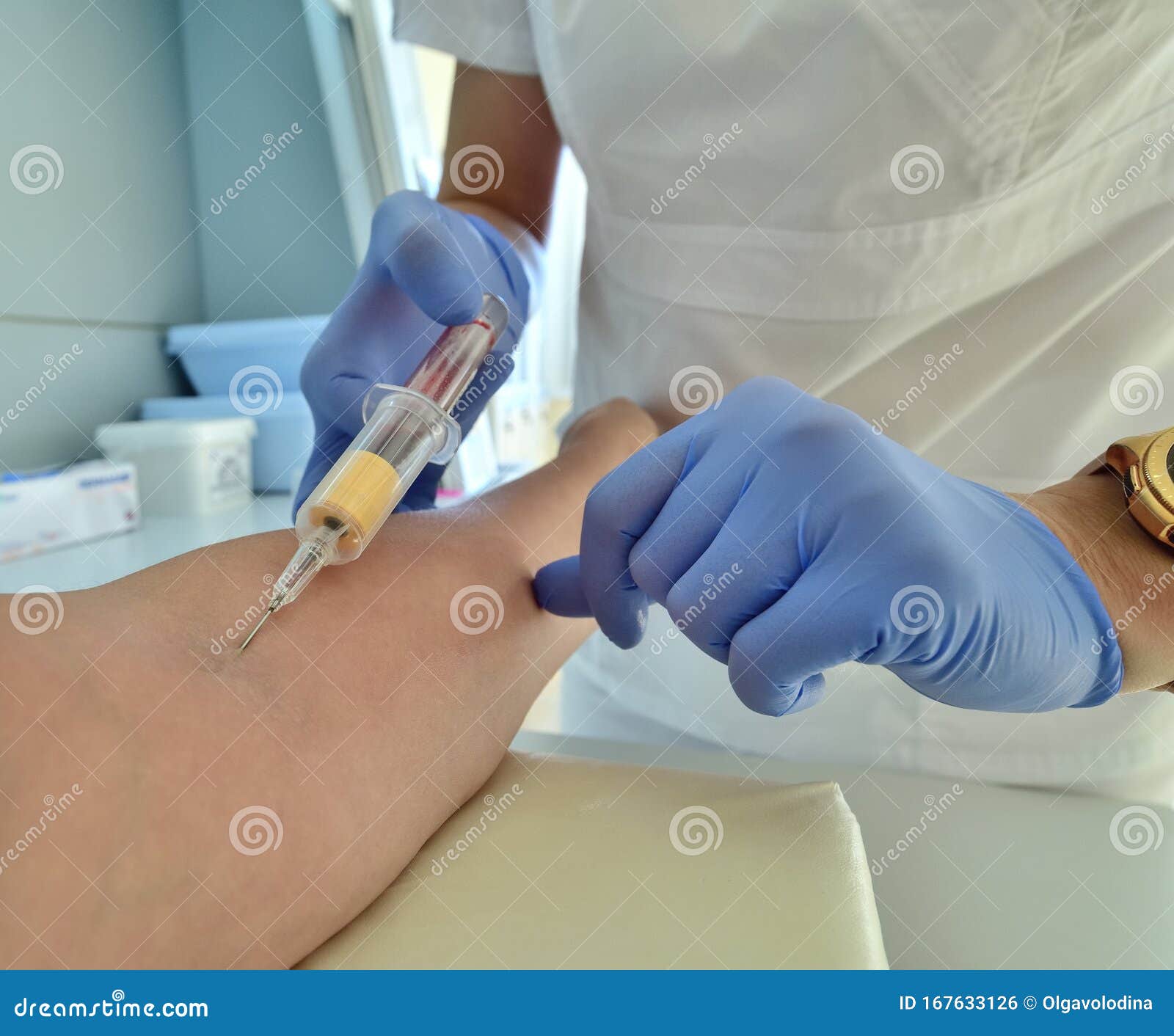 Doctor Takes Blood from a Vein for Analysis Stock Photo Image of