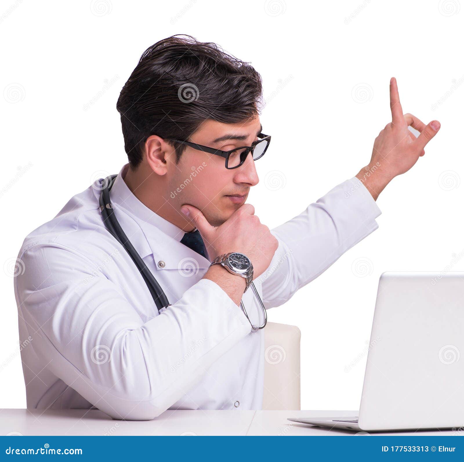 Doctor in Telemediine Mhealth Concept on White Stock Image - Image of ...