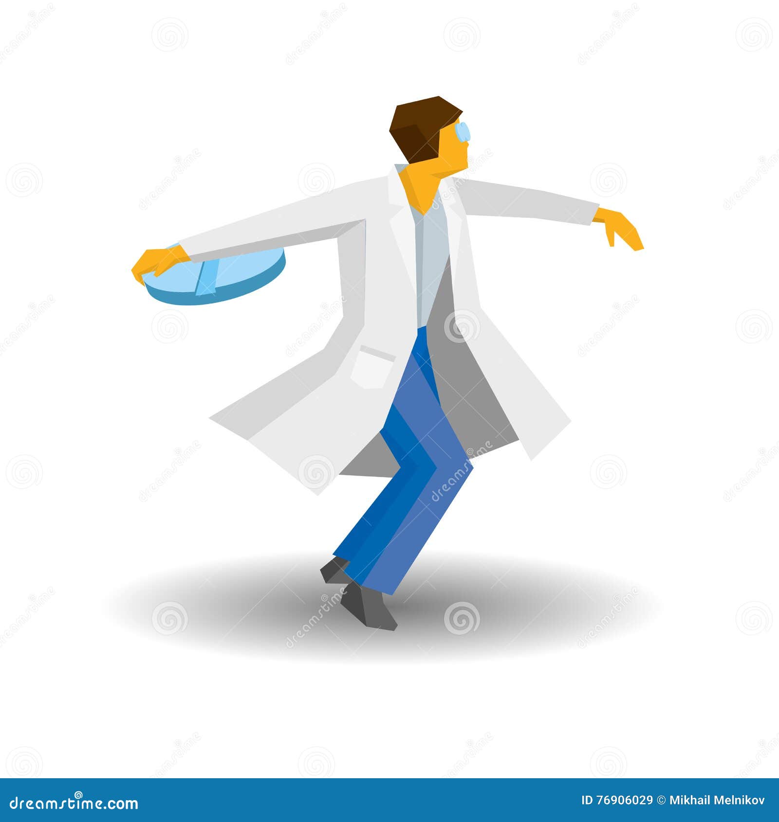 Doctor Throwing Tablet Like a Discus. Medicine Concept Stock Vector